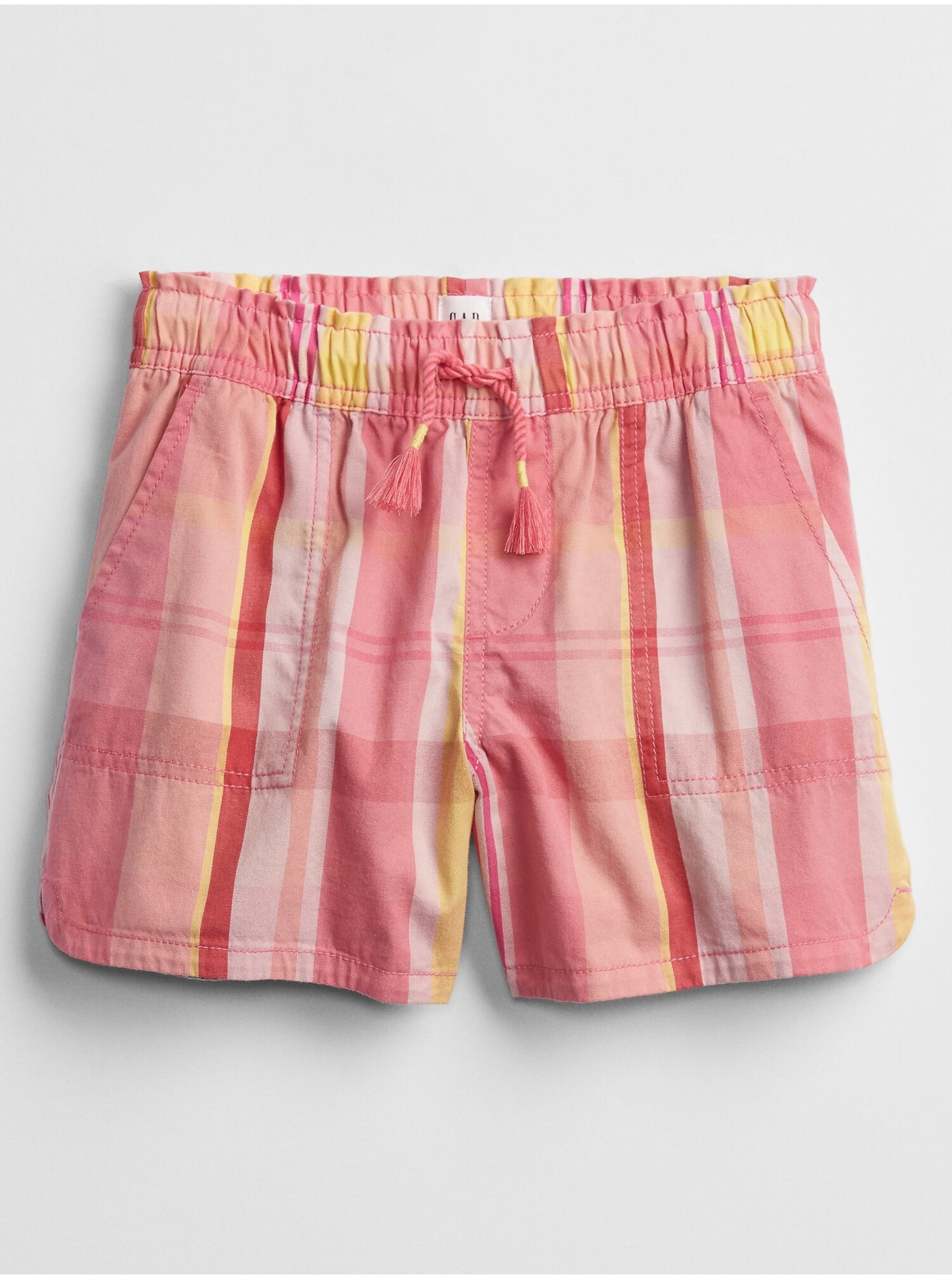 Levně Růžové holčičí dětské kraťasy woven pull-on shorts GAP
