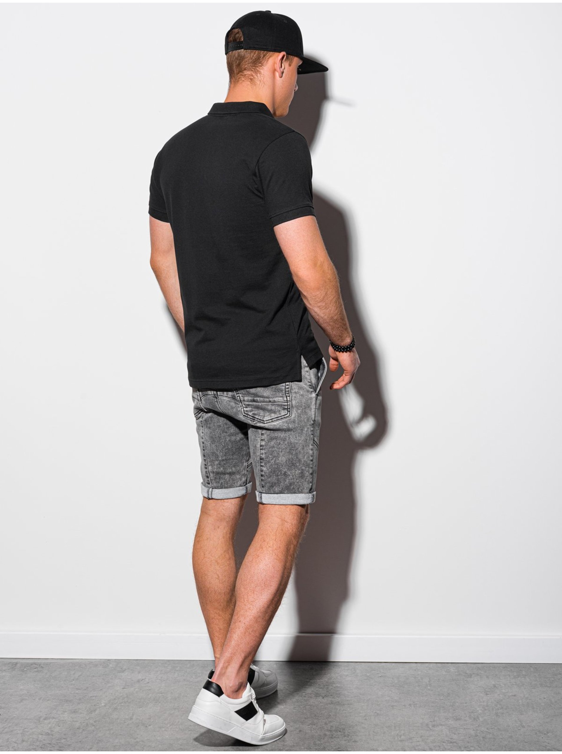 Černé pánské basic polo tricko Ombre Clothing