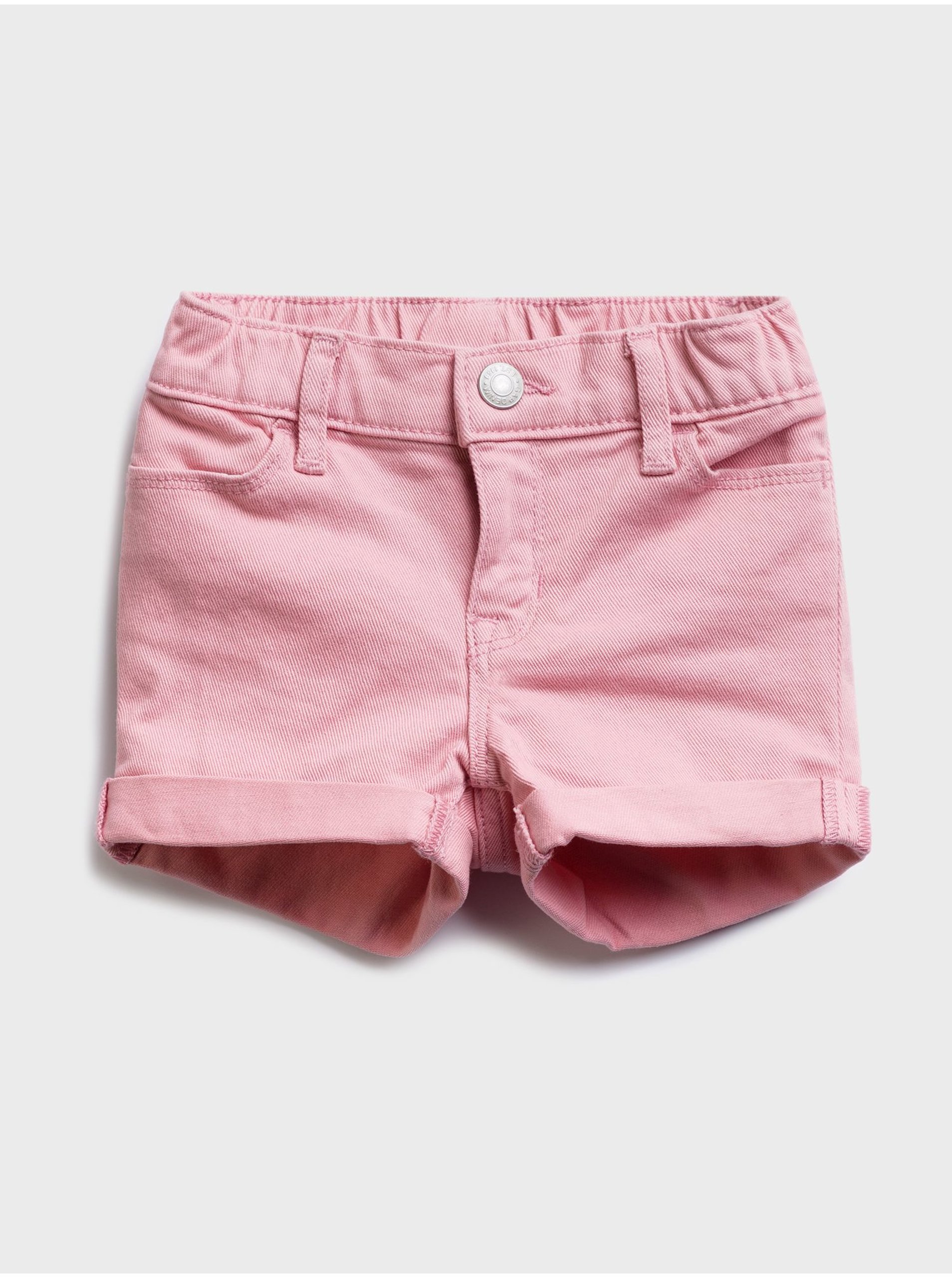 Levně Růžové holčičí dětské džínové kraťasy denim shorts