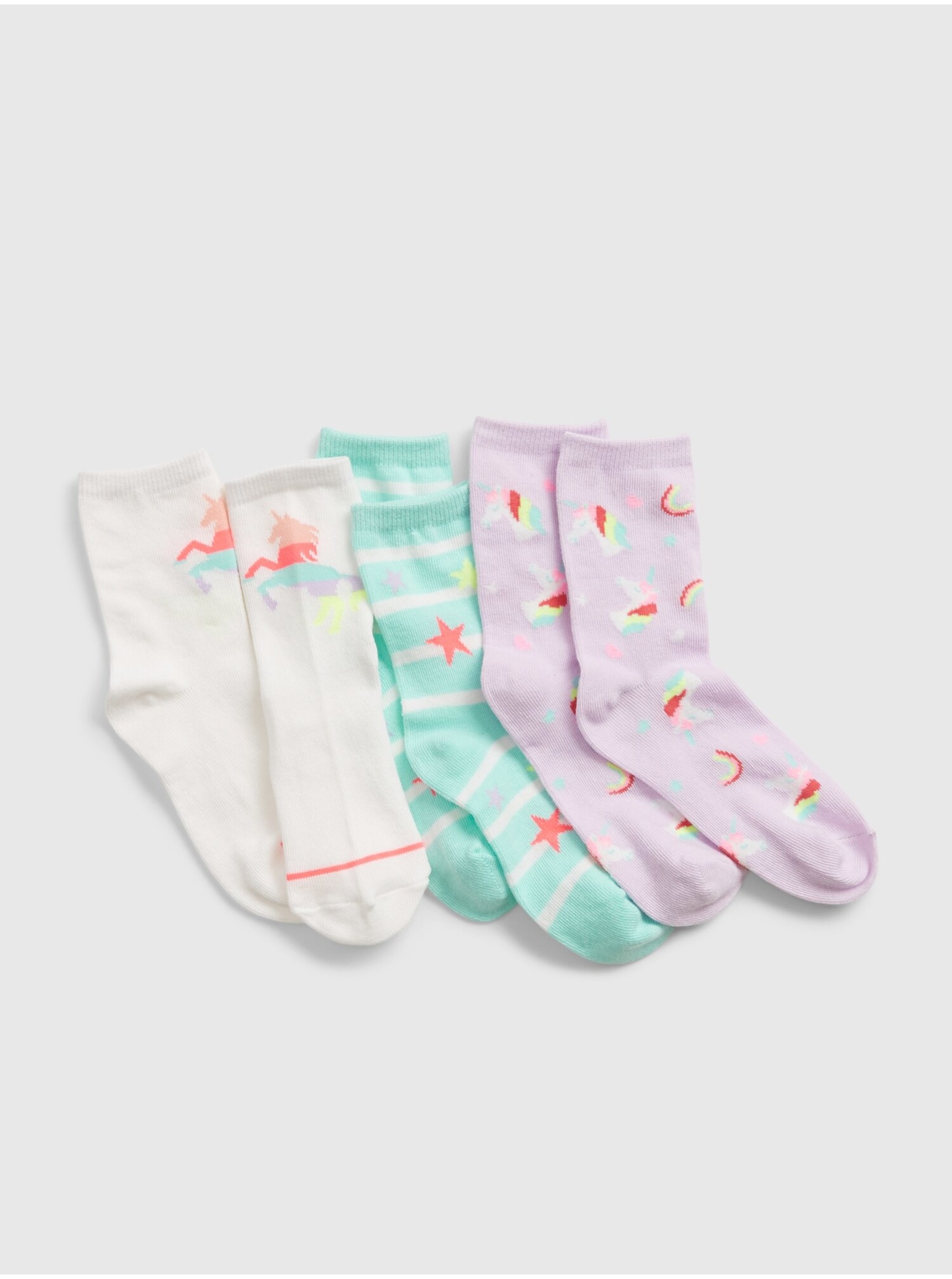Levně Barevné holčičí dětské ponožky unicorn socks, 3 páry GAP