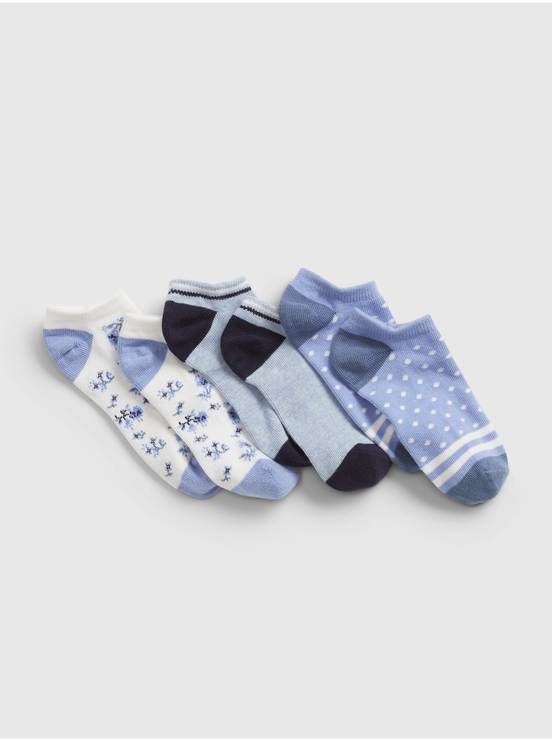 Levně Barevné holčičí dětské ponožky no-show print socks, 3 páry GAP
