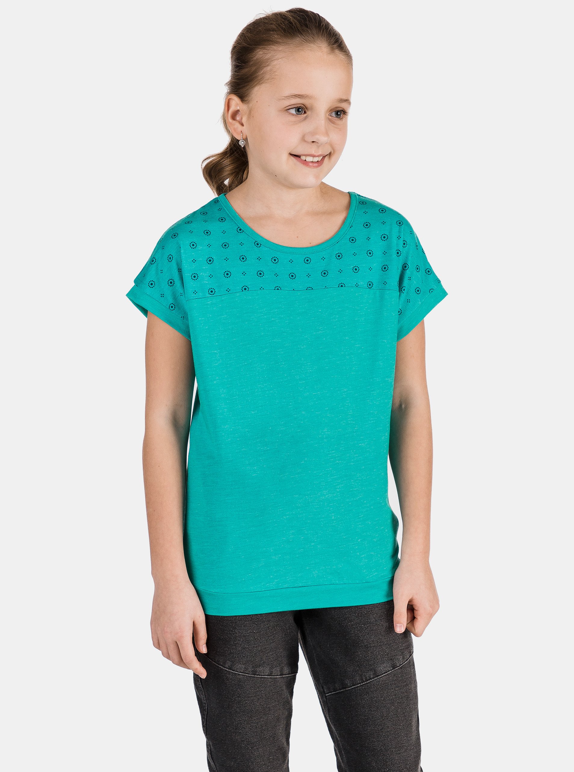 Lacno Zelené dievčenské vzorované tričko SAM 73