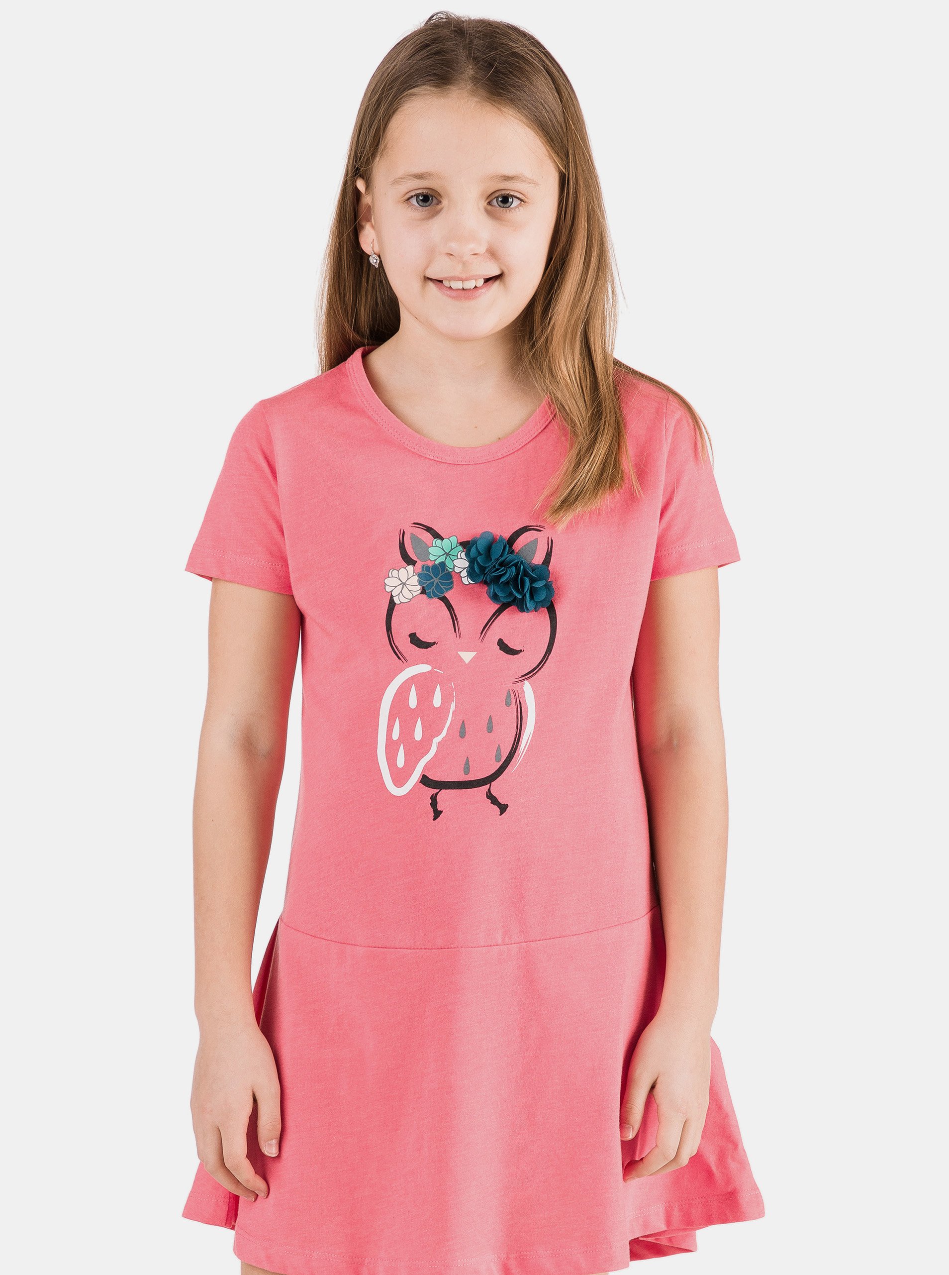 Levně Růžové holčičí šaty s potiskem SAM 73