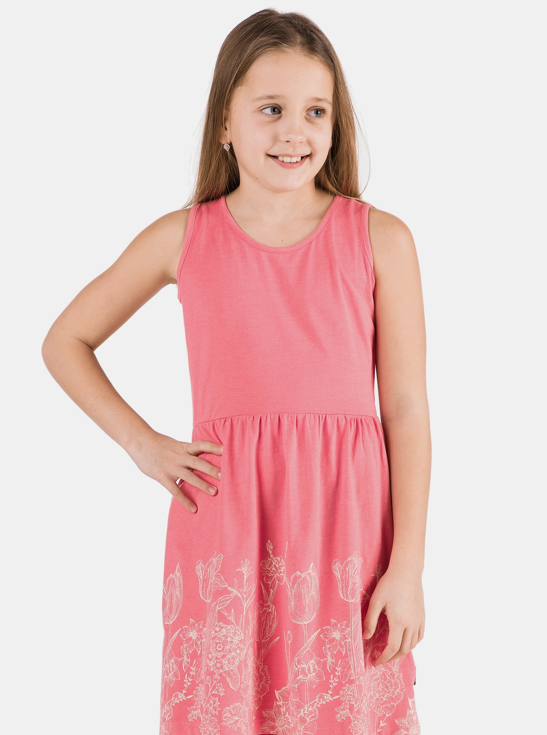 Lacno Ružové dievčenské kvetované šaty SAM 73