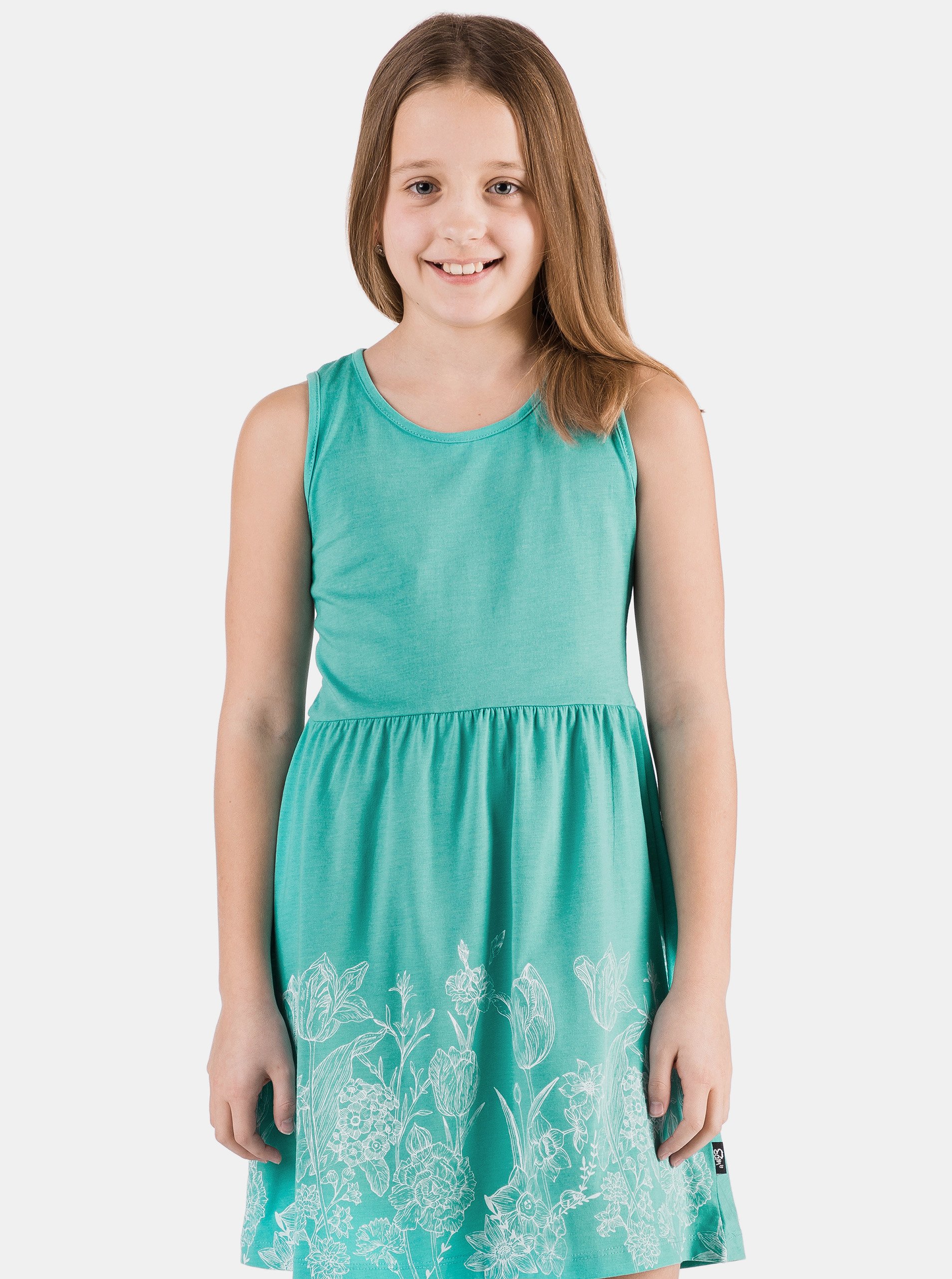 Lacno Zelené dievčenské kvetované šaty SAM 73