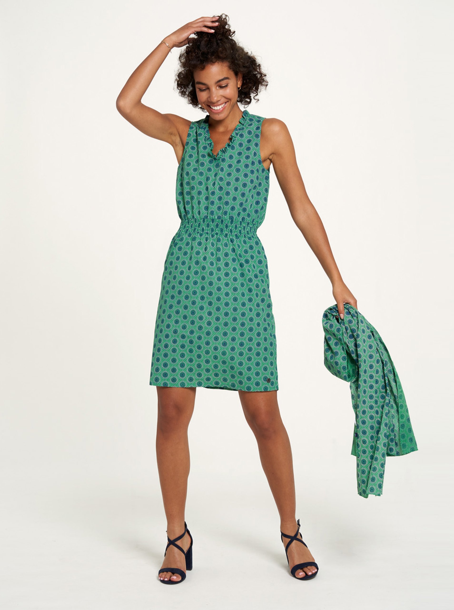 Zelené bodkované šaty Tranquillo.
