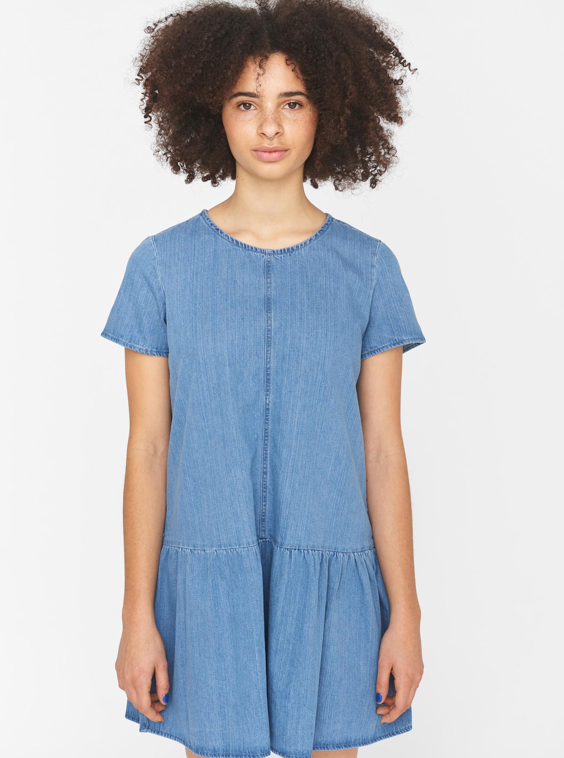 E-shop Modré riflľové šaty Noisy May Emilia