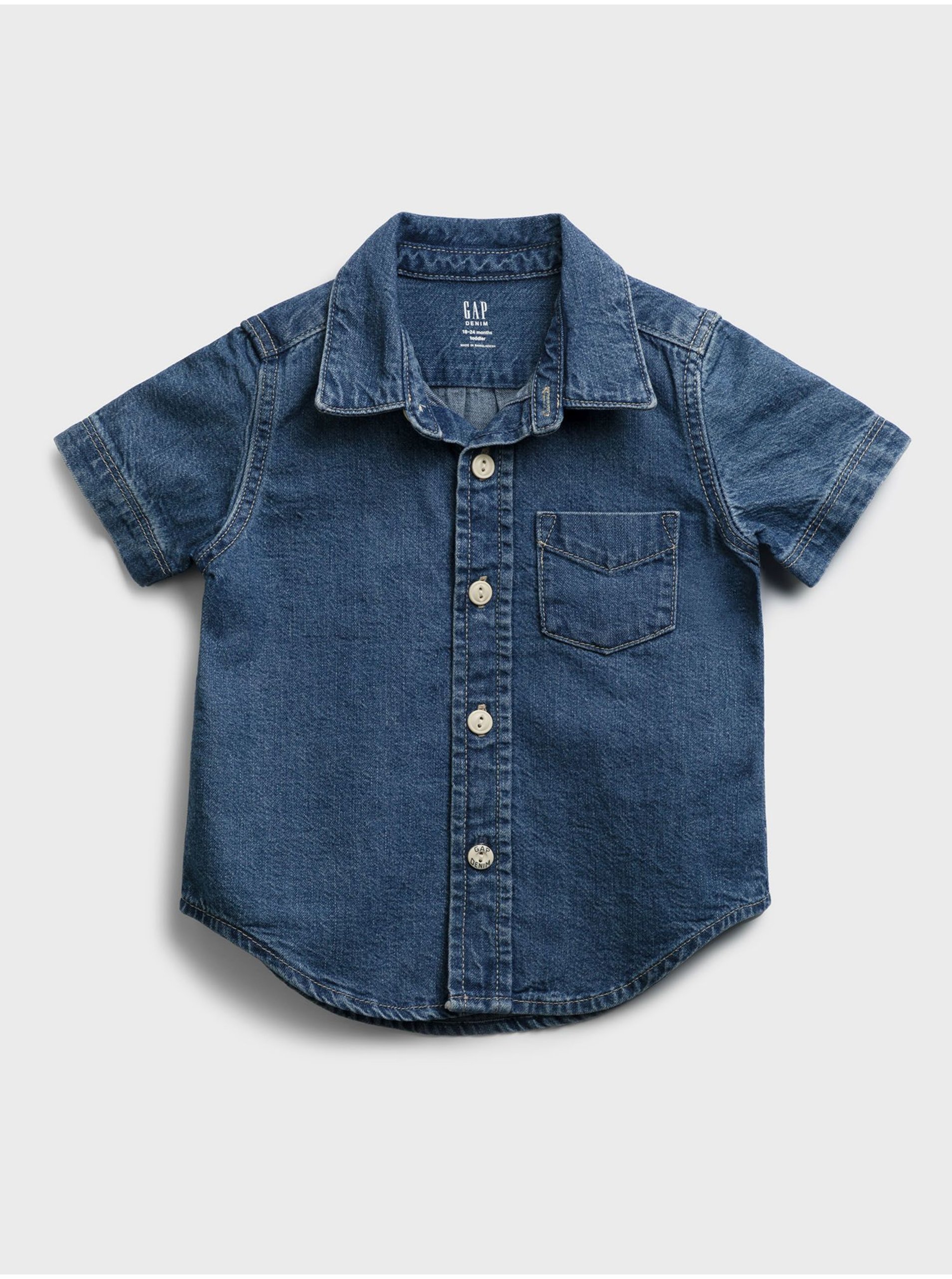 E-shop Modrá klučičí dětská košile denim shirt GAP