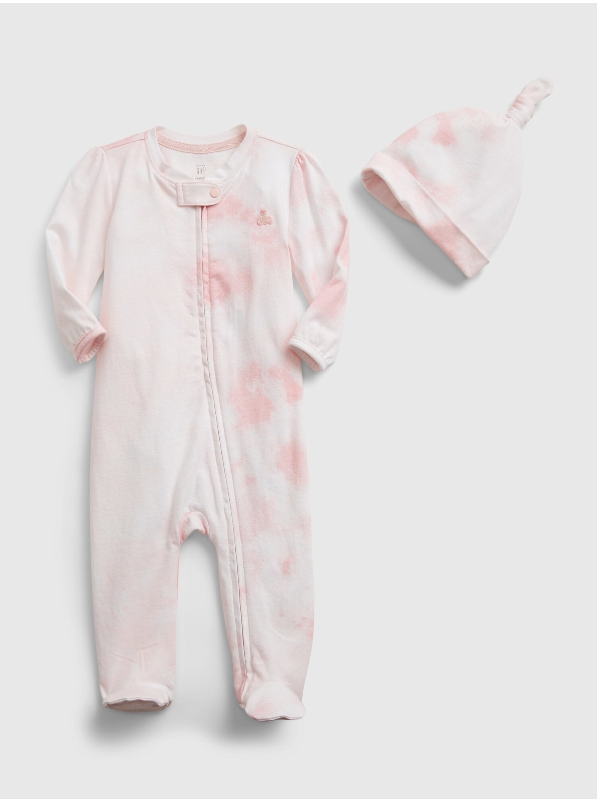 Levně Růžový holčičí baby overal 100% organic cotton first favorite tie-dye one-piece GAP
