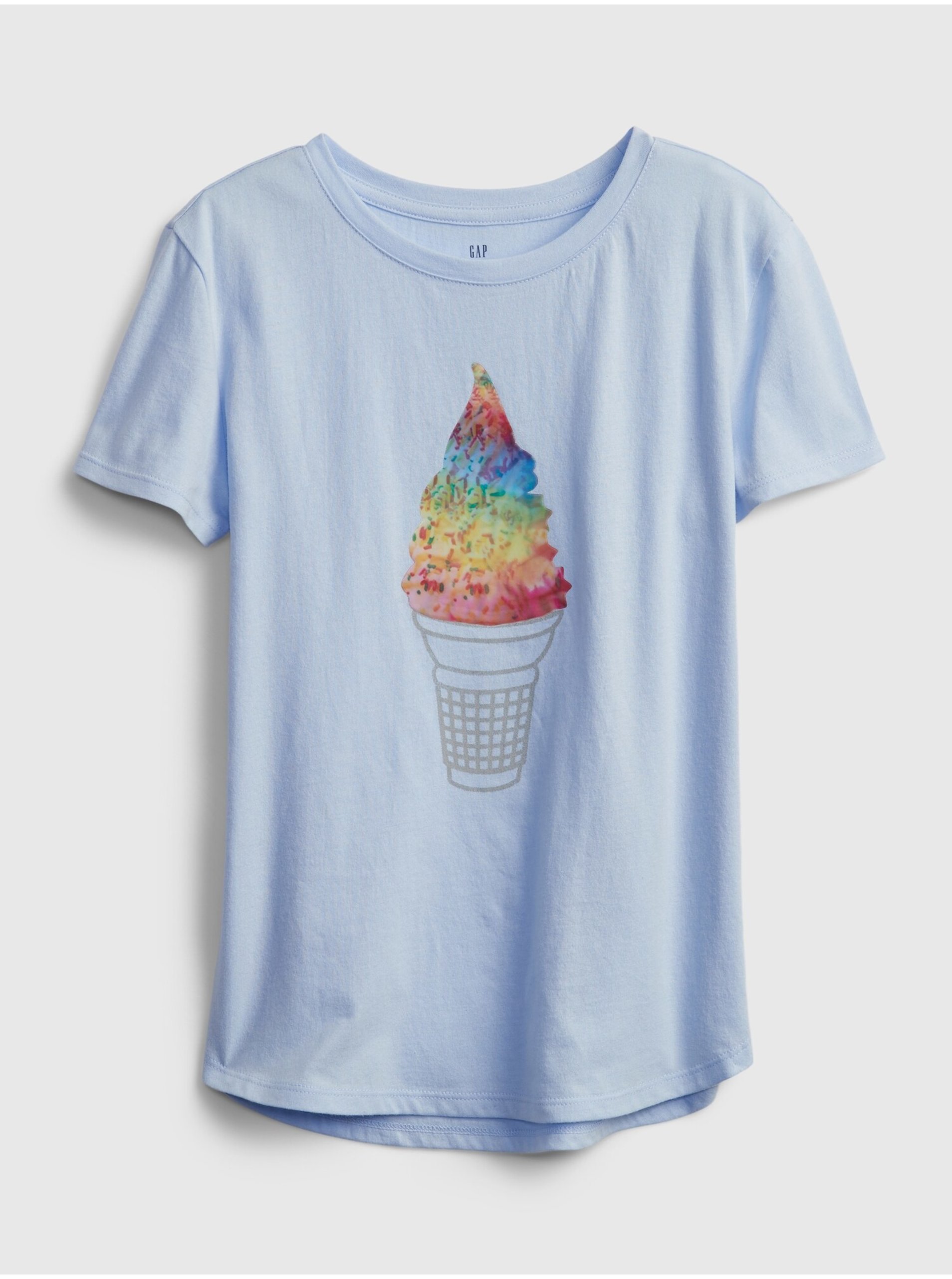 Levně Modré holčičí dětské tričko interactive graphic t-shirt GAP