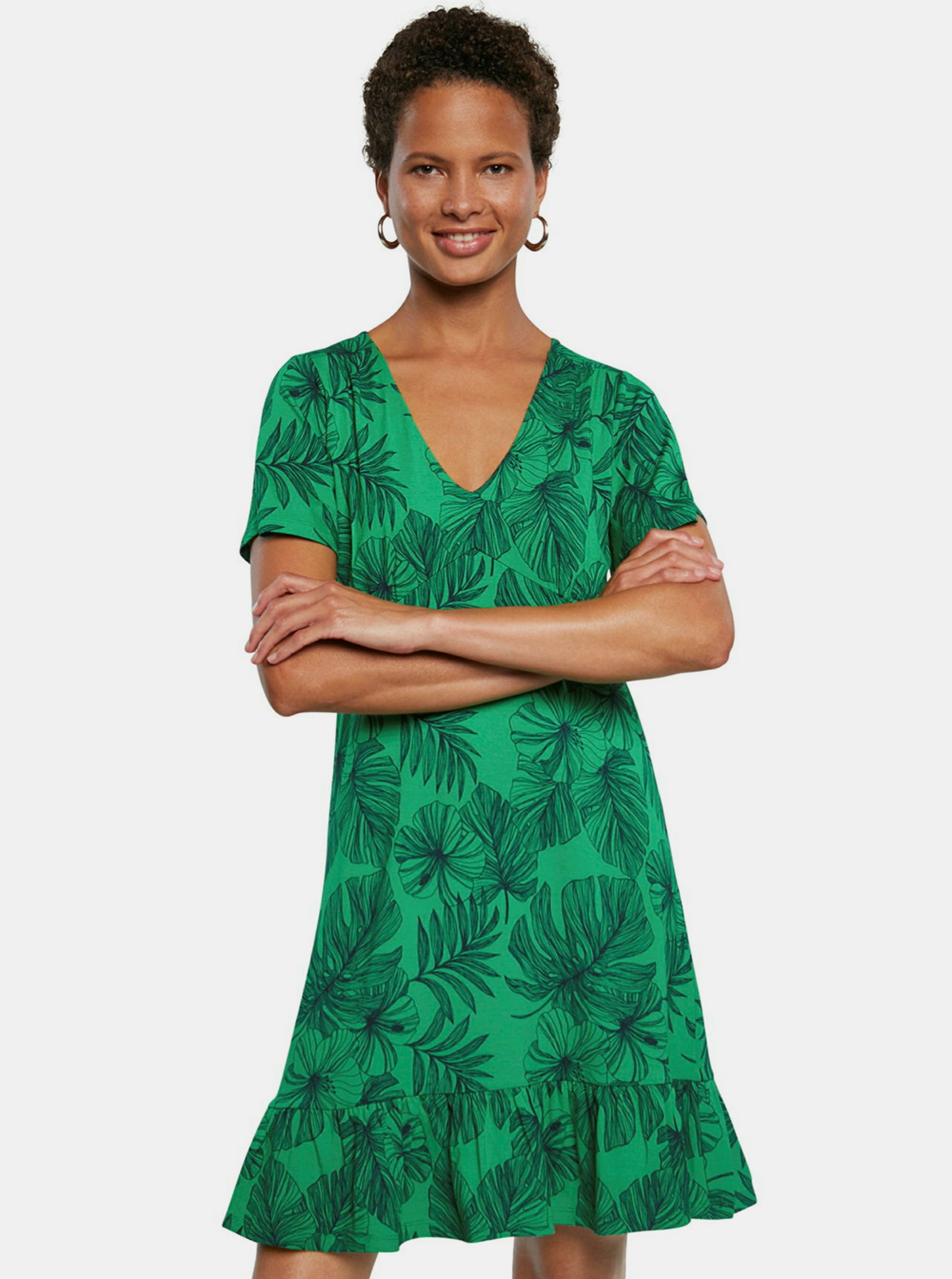 Levně Zelené áčkové šaty Desigual Vest Nadia