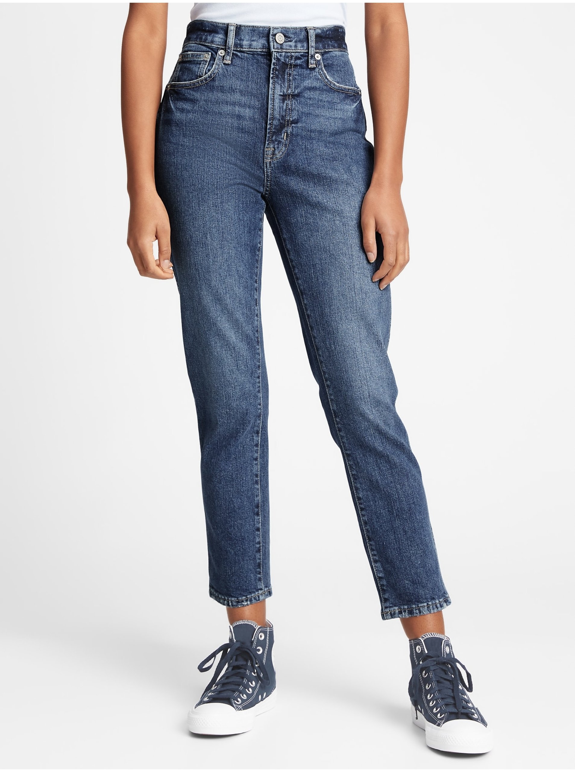 Lacno Modré dámské džíny high rise cigarette jeans GAP