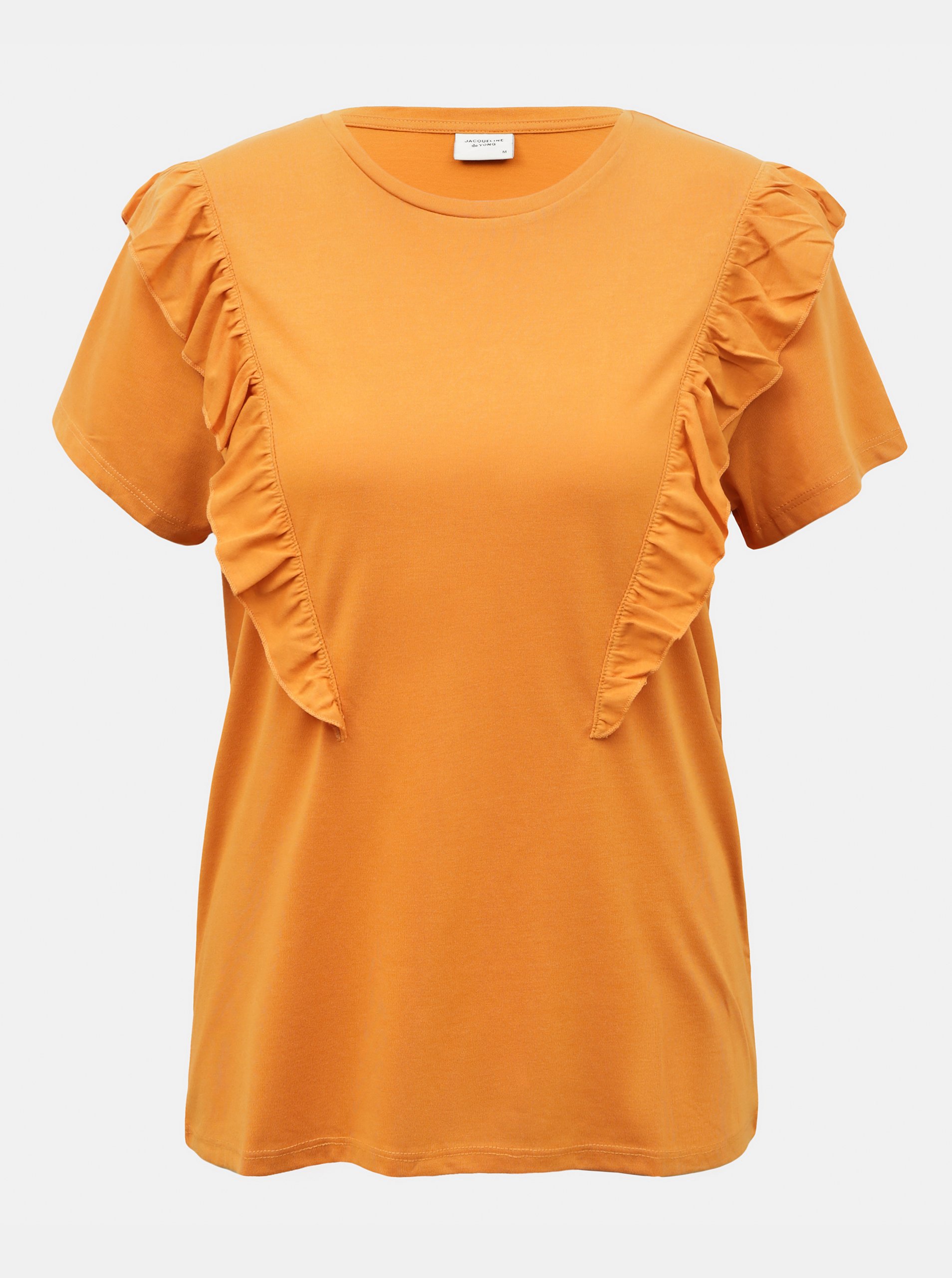 E-shop Oranžové tričko s volánom Jacqueline de Yong Karen