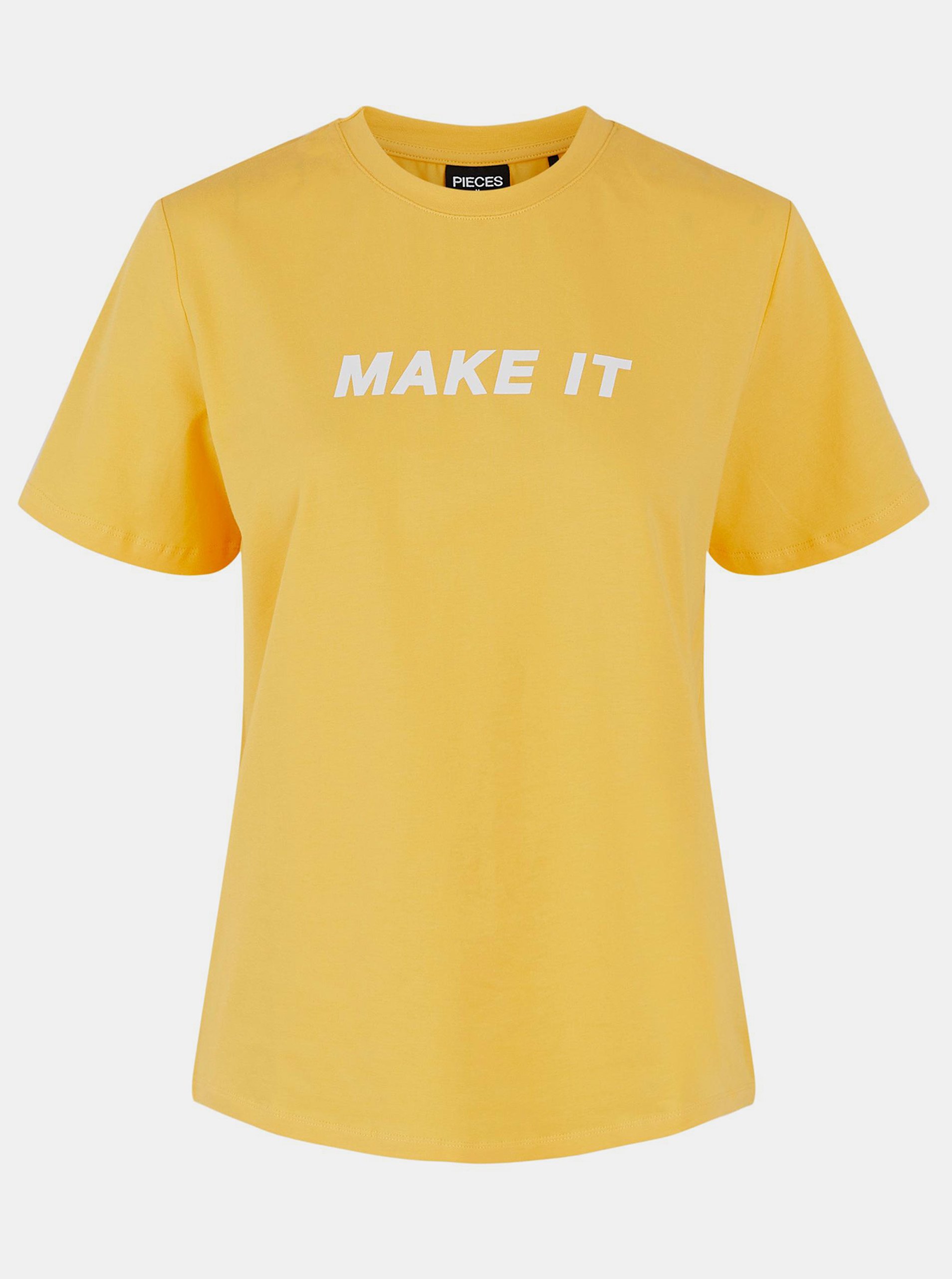 Levně Žluté tričko s nápisem Pieces Niru