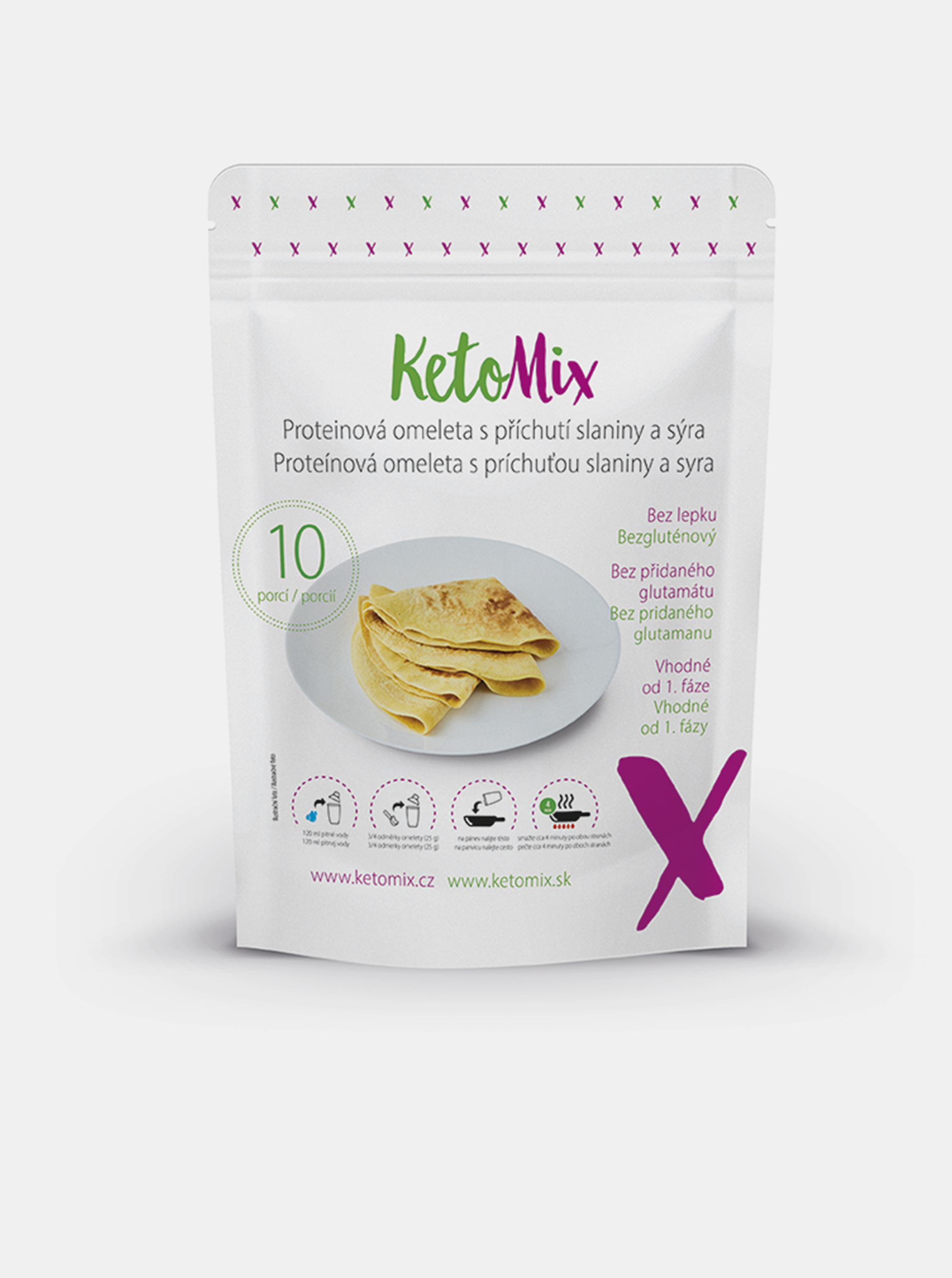 Levně Proteinová omeleta s příchutí slaniny a sýra KetoMix (10 porcí)