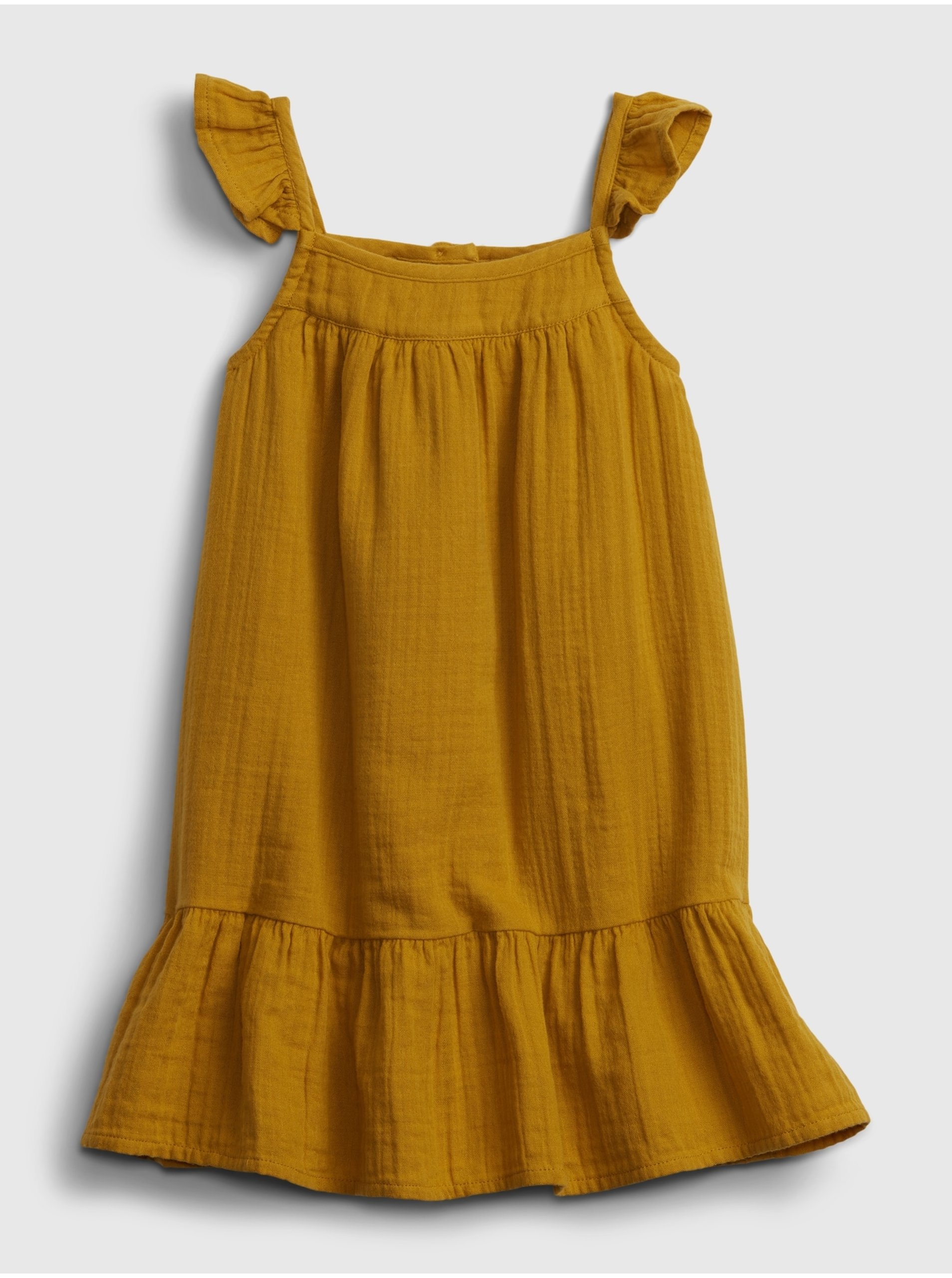 Levně Žluté holčičí dětské šaty tier dress GAP