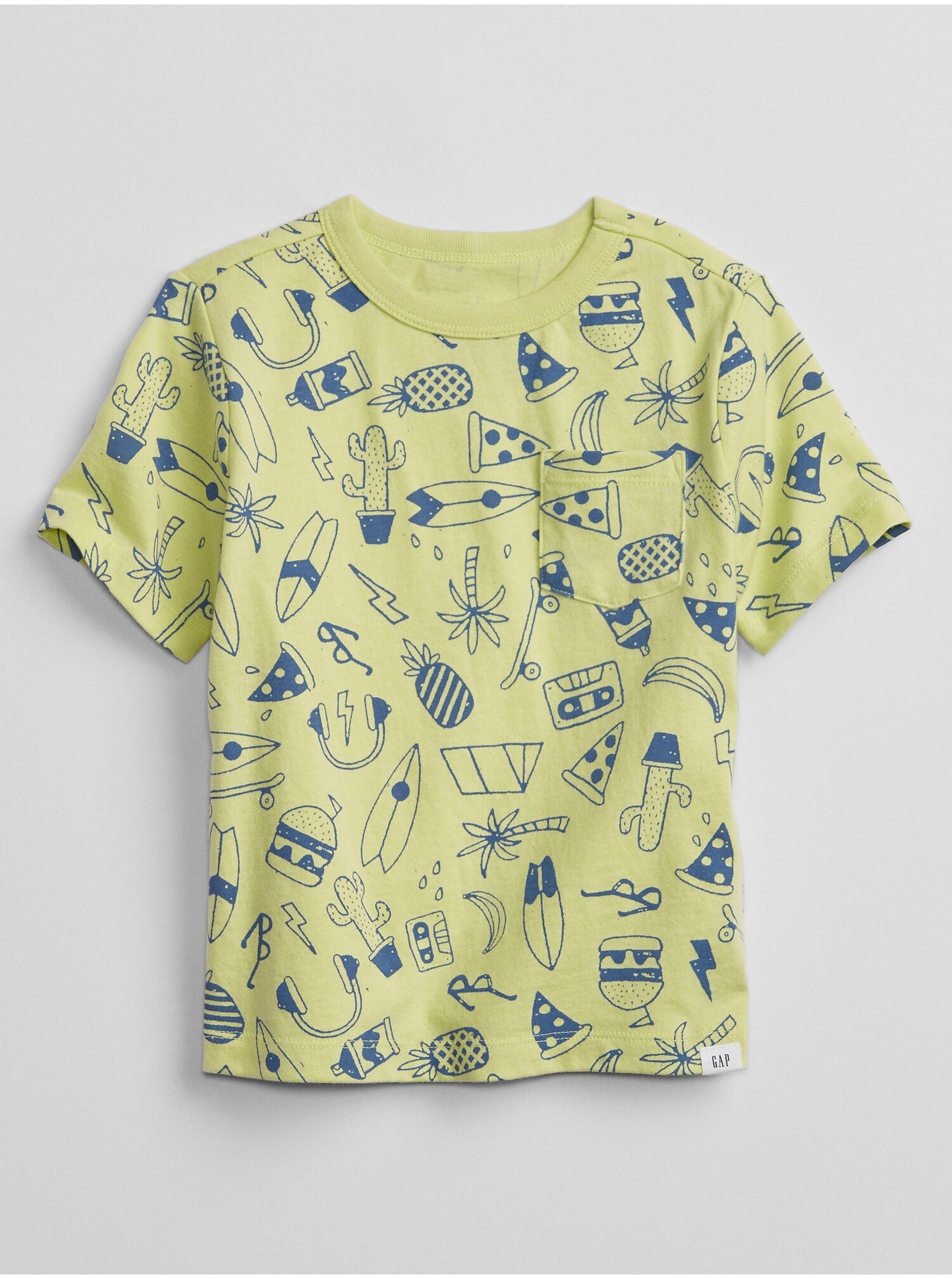 Levně Žluté klučičí dětské tričko print t-shirt GAP
