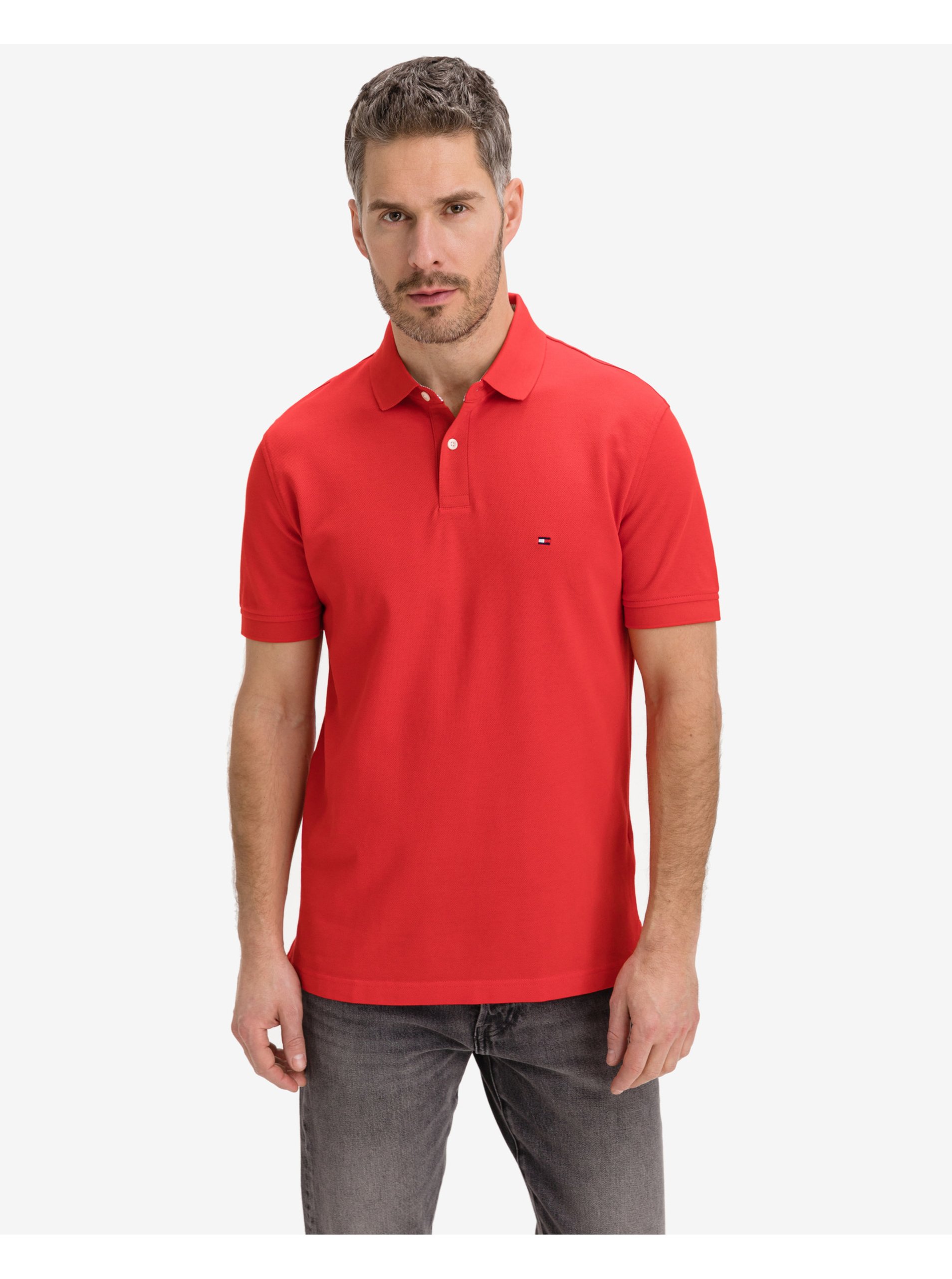 E-shop Červené pánské polo tričko Tommy Hilfiger