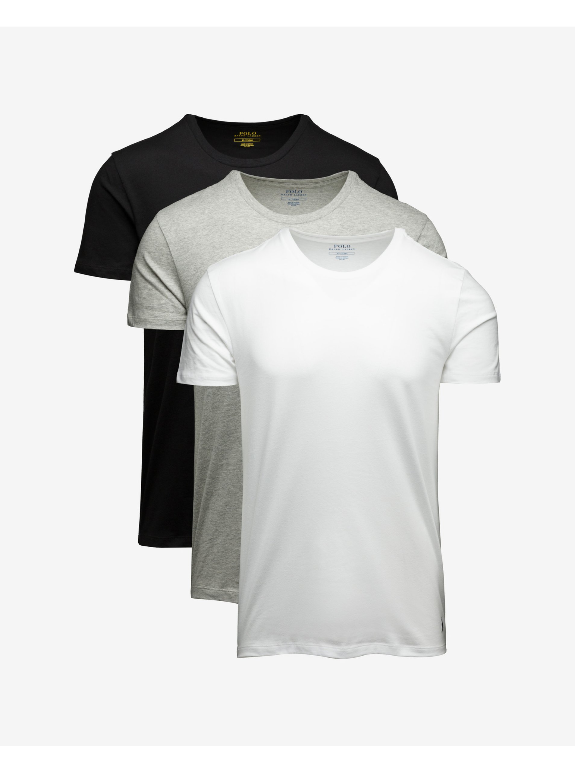 Lacno Sada tří pánských basic triček v bílé, šedé a černé barvě Polo Ralph Lauren