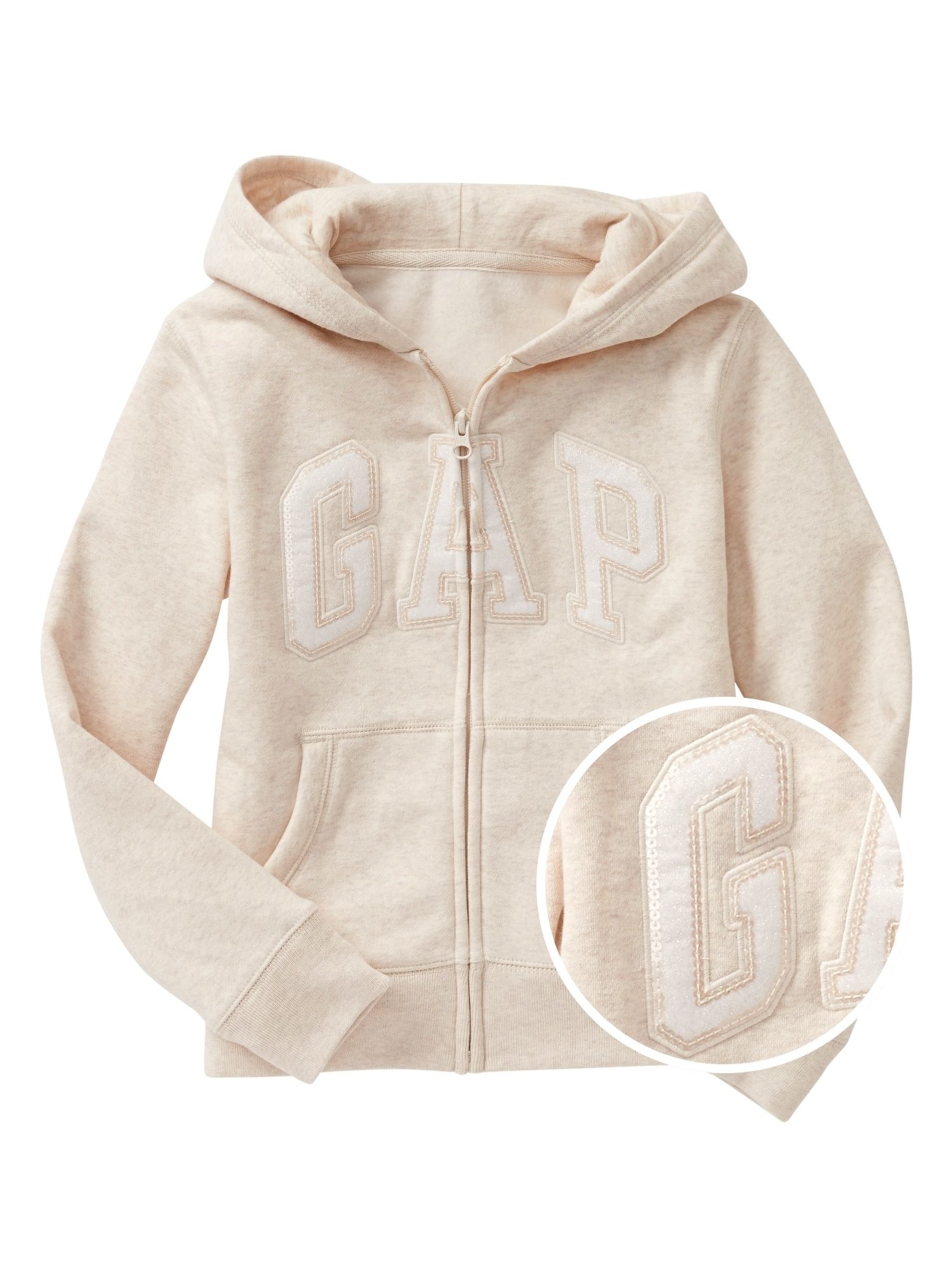 Levně Béžová holčičí mikina GAP Logo zip hoodie in fleece