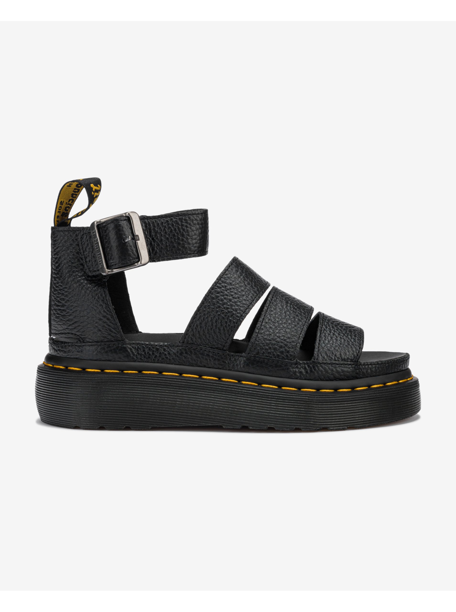 E-shop Černé dámské kožené sandály na platformě Dr. Martens Clarissa II
