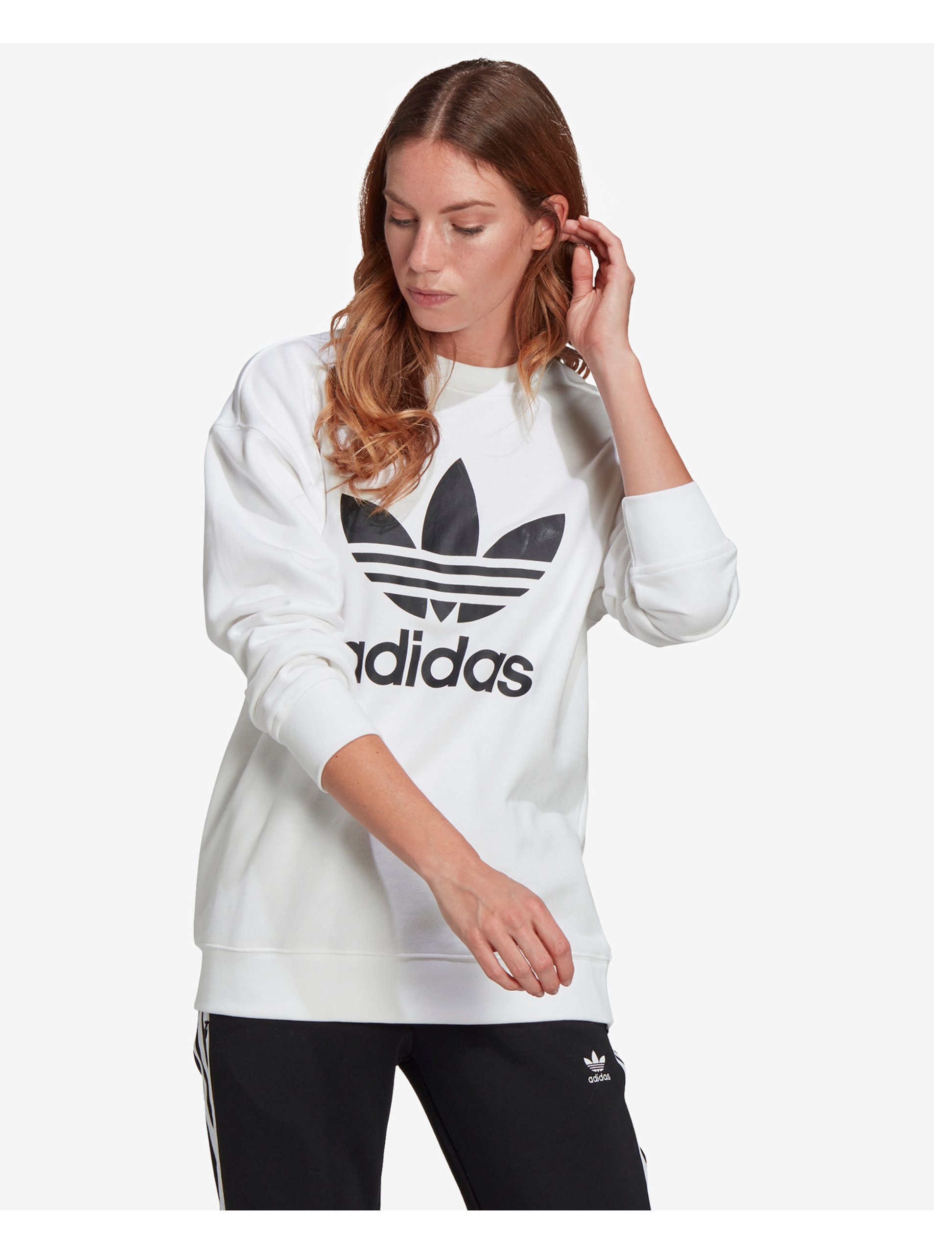 Lacno Mikiny pre ženy adidas Originals - biela