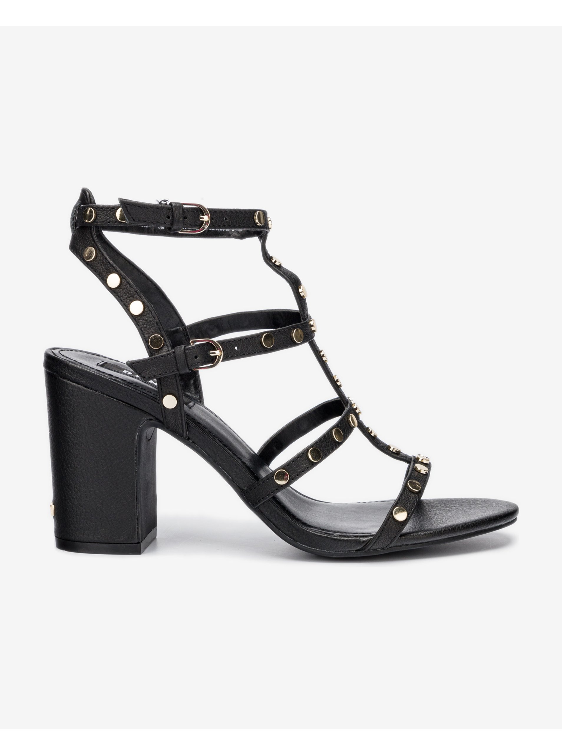 Levně Černé dámské kožené boty na podpatku DKNY Hanz