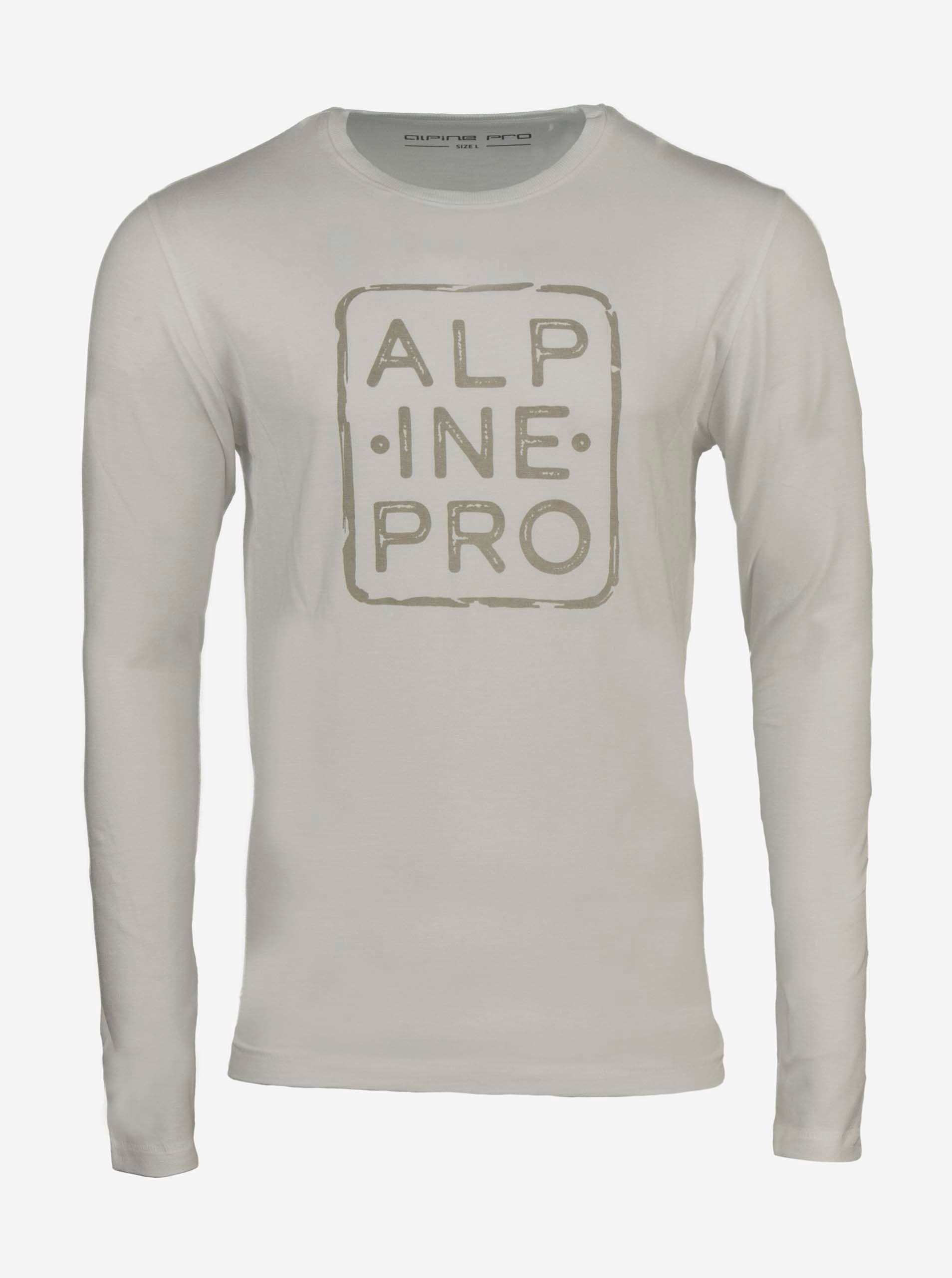 Levně Bílé pánské tričko s potiskem Alpine Pro BRIGER