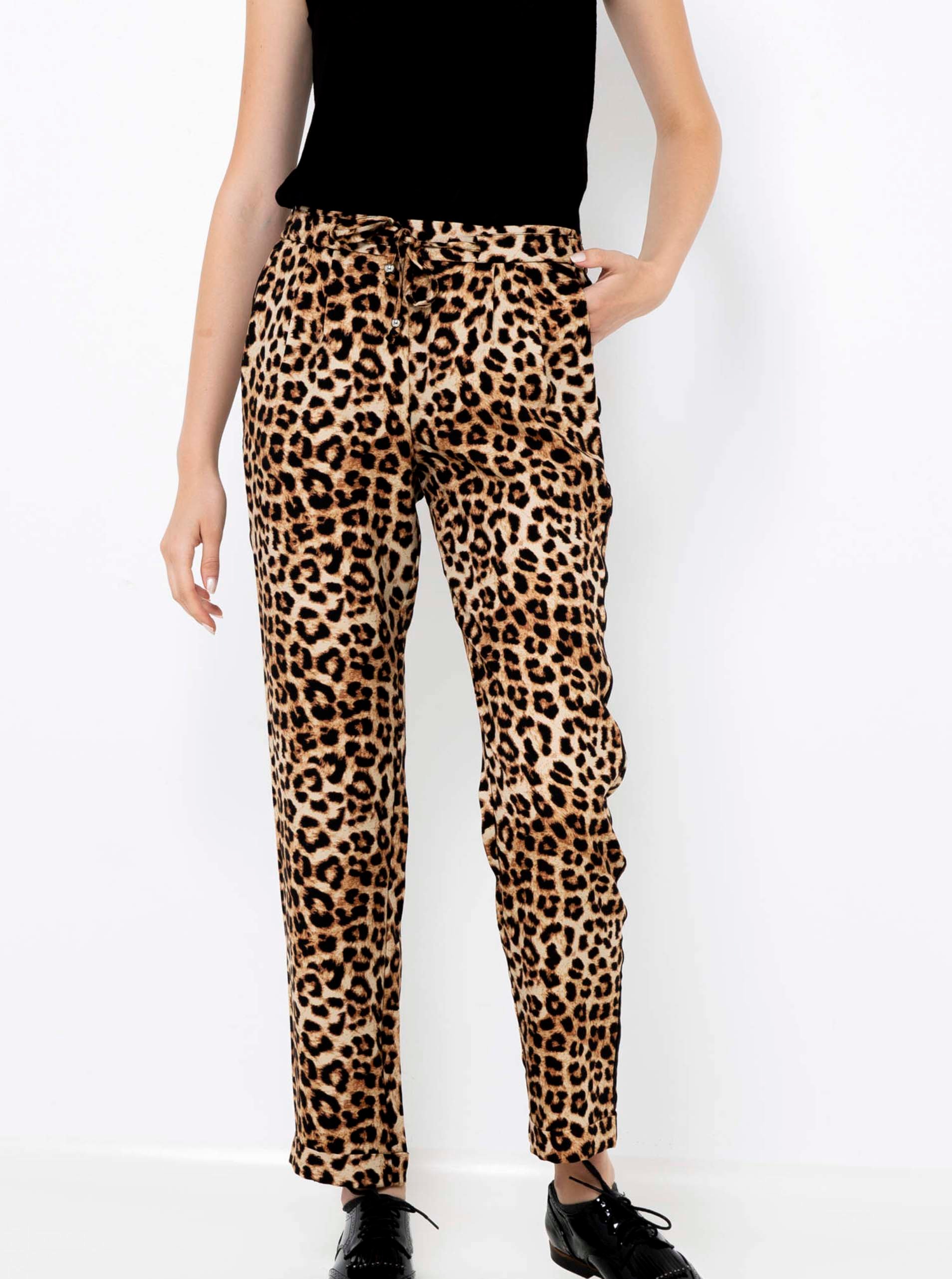 Lacno Béžové nohavice s leopardím vzorom CAMAIEU