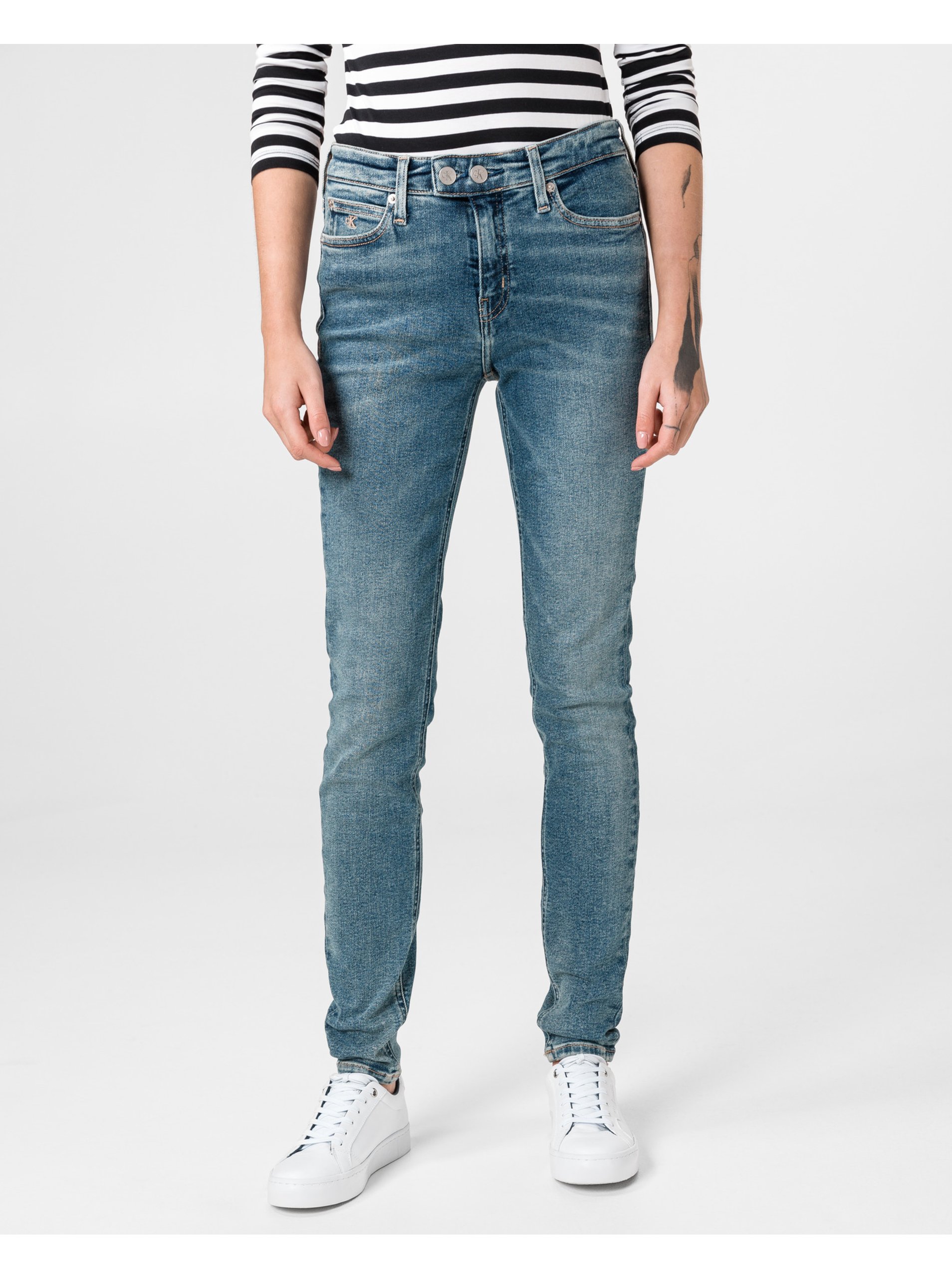 Levně Modré dámské skinny fit džíny Calvin Klein Jeans