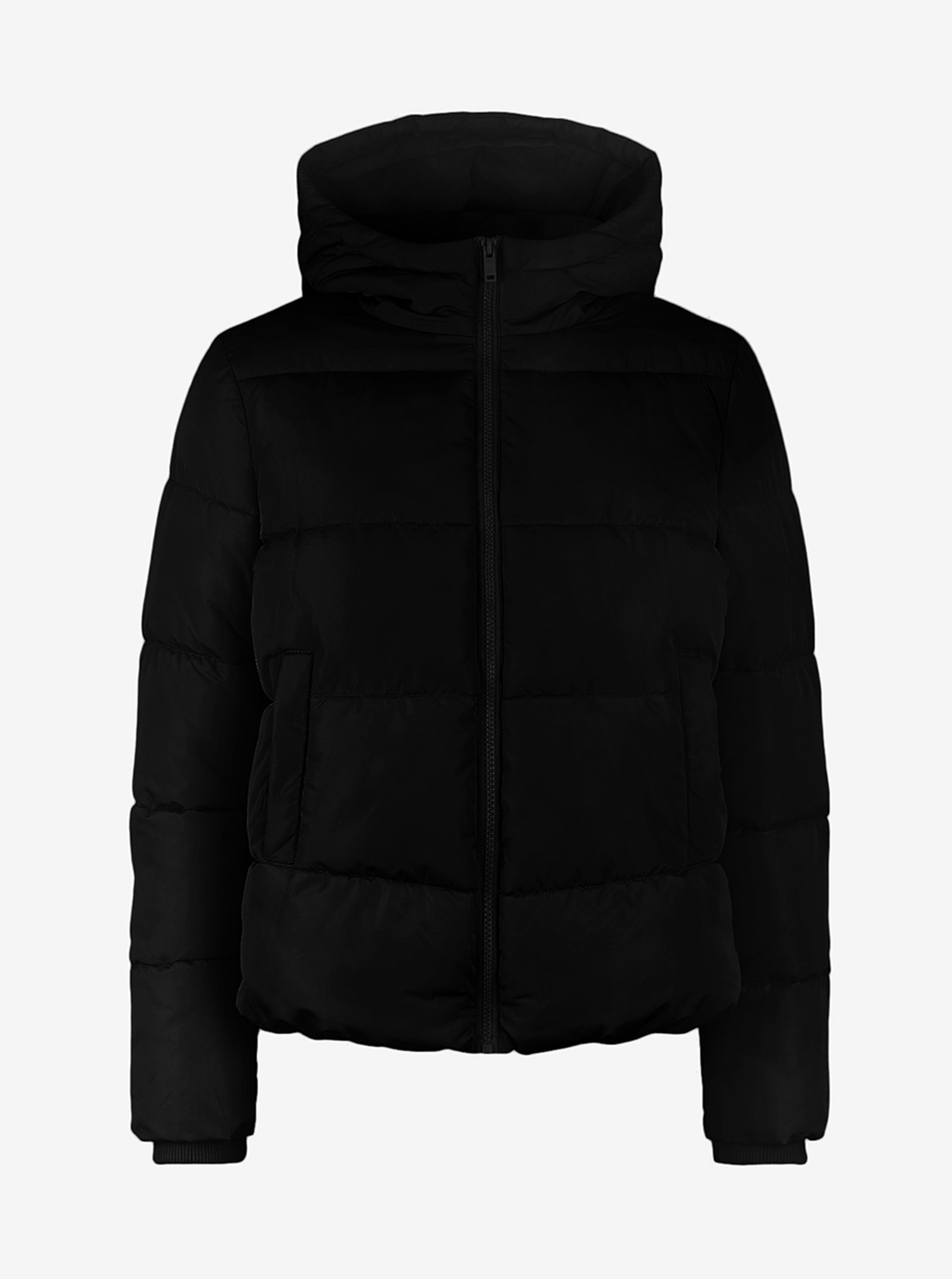 E-shop Černá prošívaná bunda s kapucí Pieces Bee