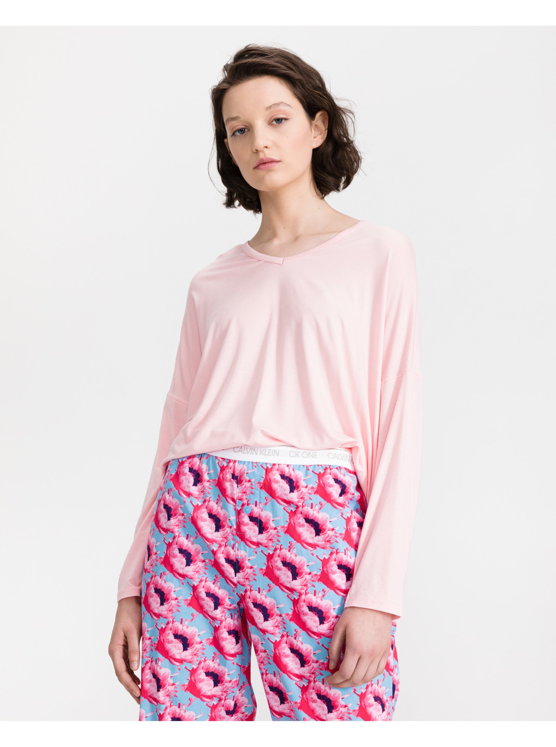Lacno Ružové tričko na spanie Calvin Klein Underwear