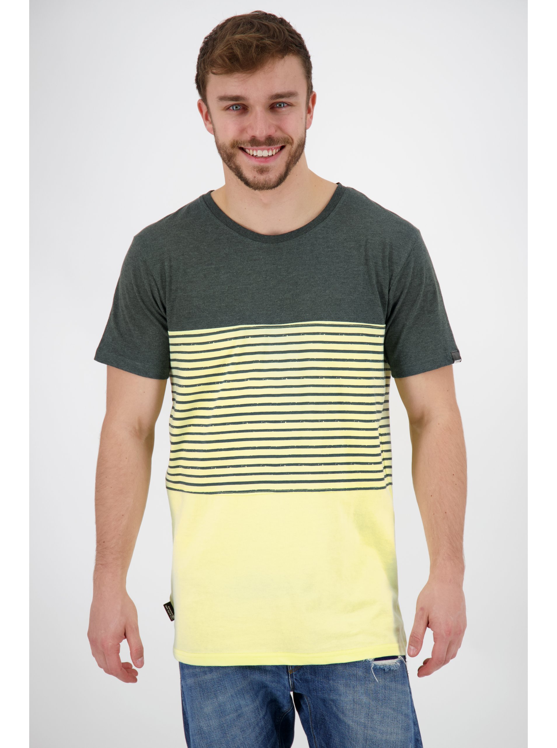 Lacno Žlto-zelené pánske vzorované tričko Alife and Kickin