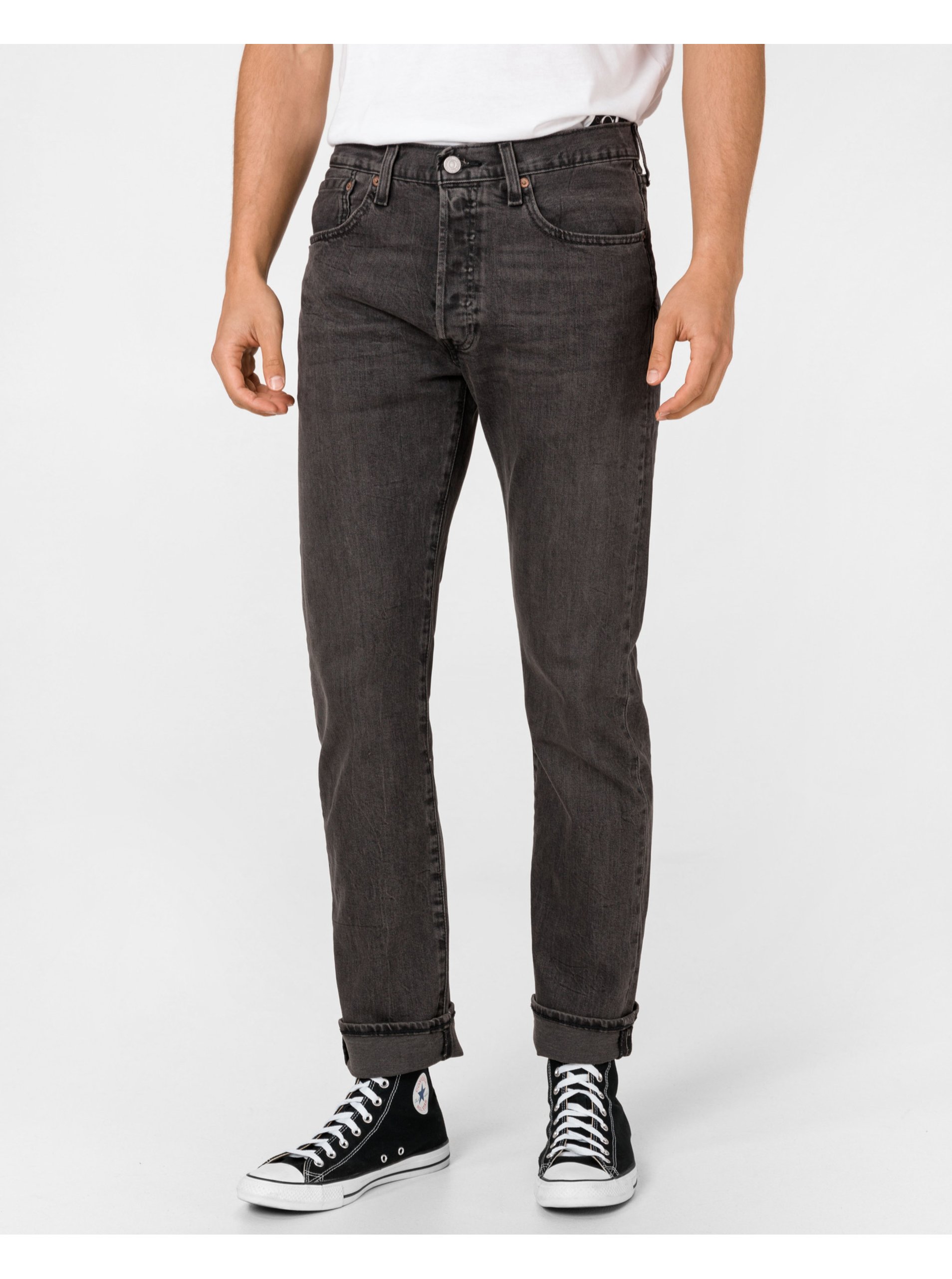 Levně Tmavě šedé pánské straight fit džíny Levi's® 501® Original Jeans
