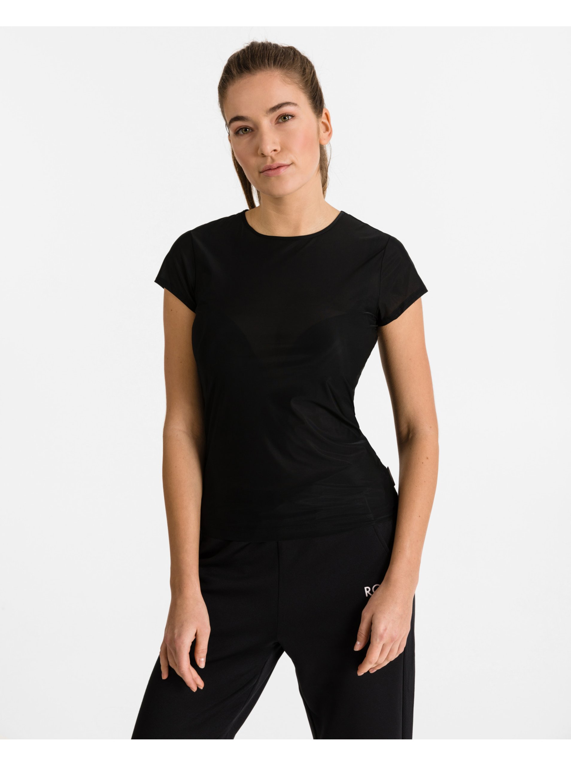 Lacno Čierne dámske tričko na spanie Calvin Klein Jeans