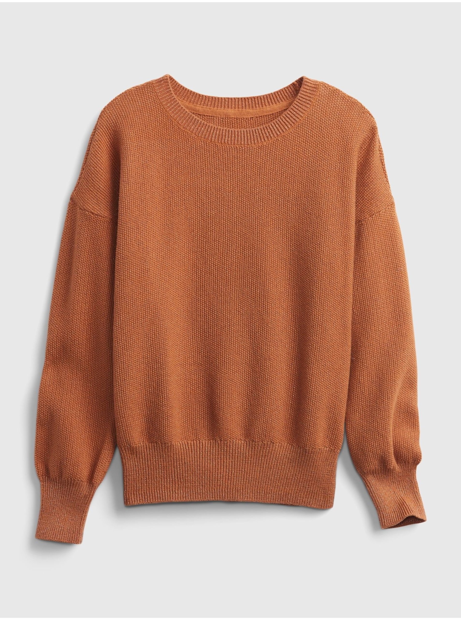 E-shop Hnědý holčičí svetr solid slouchy pullover