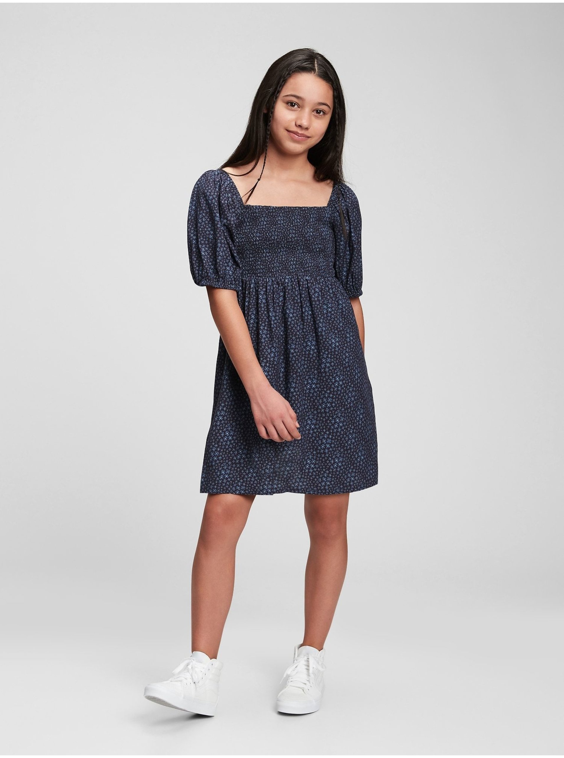 E-shop Modré holčičí šaty šaty woven smocked dress