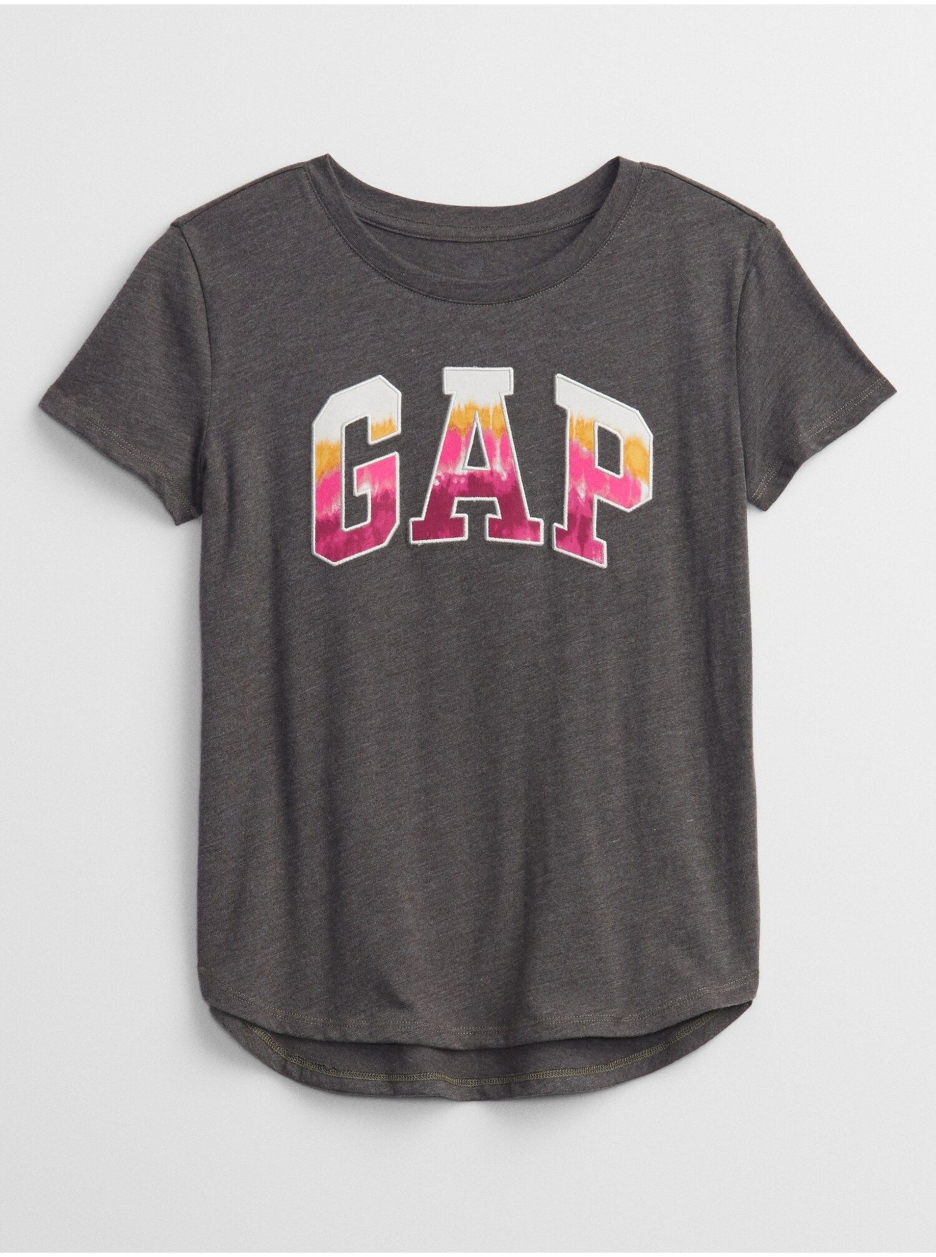 Levně Šedé holčičí tričko GAP Logo flip graphic