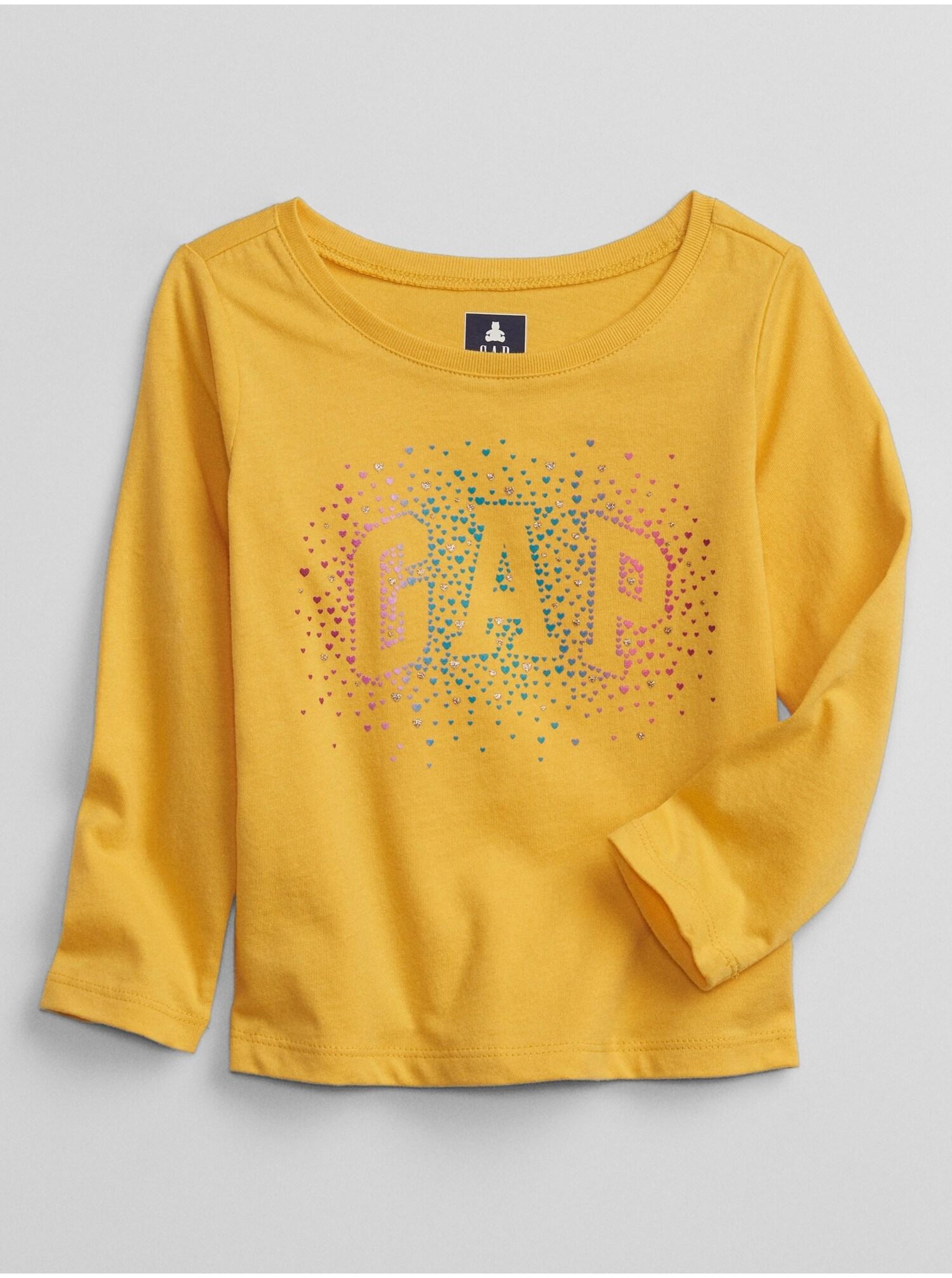 Levně Žluté holčičí tričko GAP Logo long sleeve t-shirt