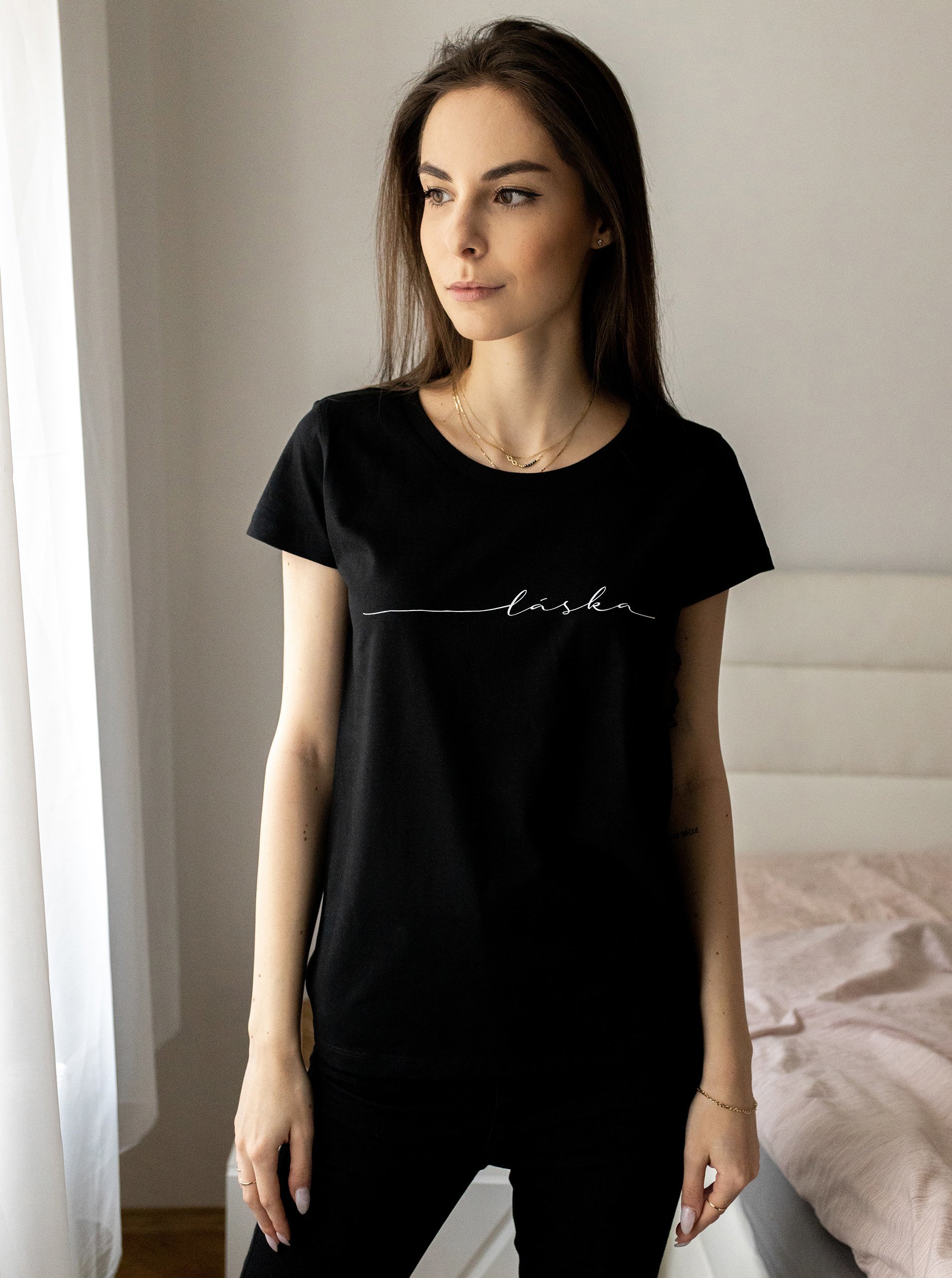 Lacno Čierne dámske tričko ZOOT Original Láska