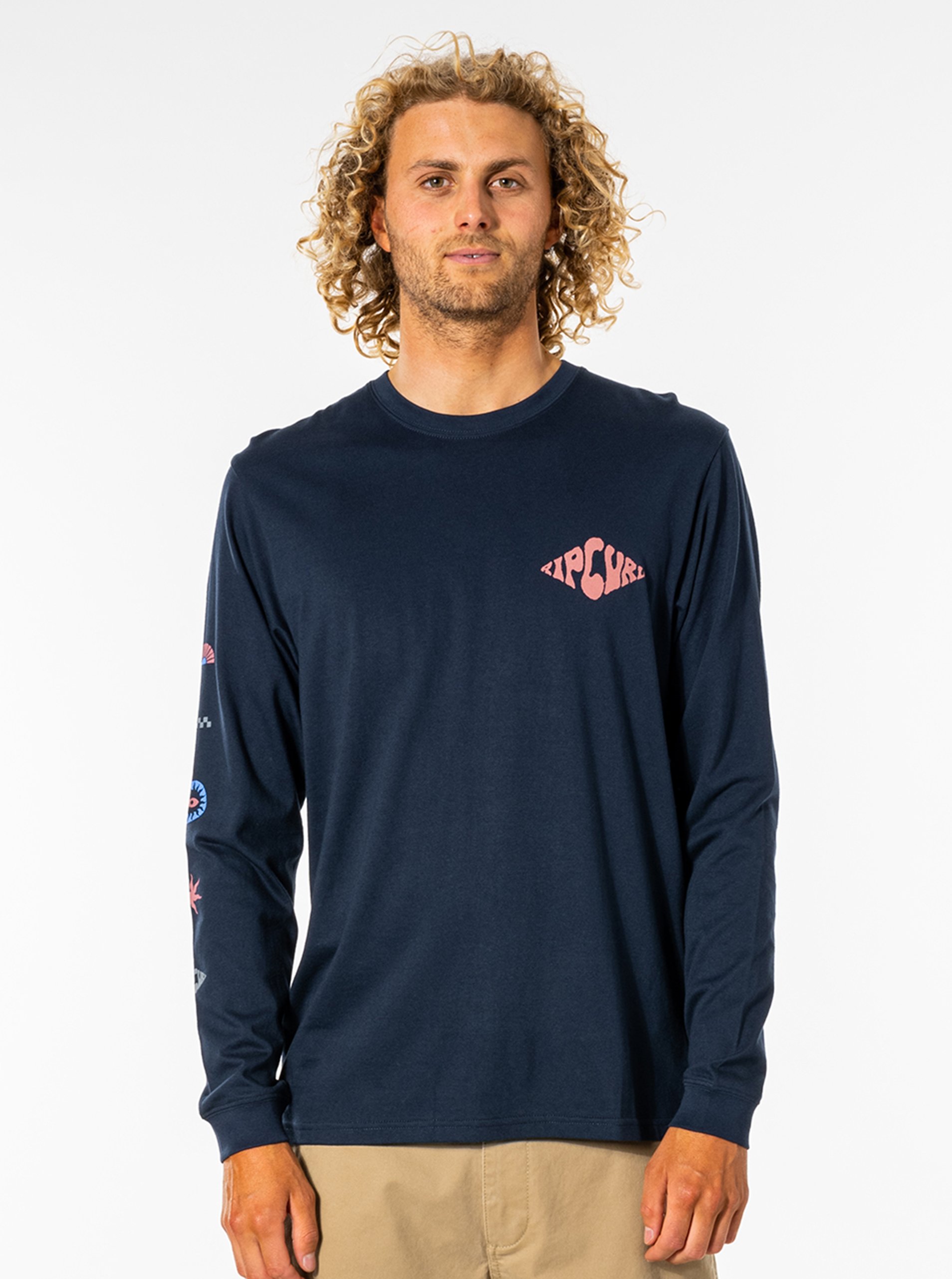 Levně Tmavě modré pánské tričko s potiskem Rip Curl