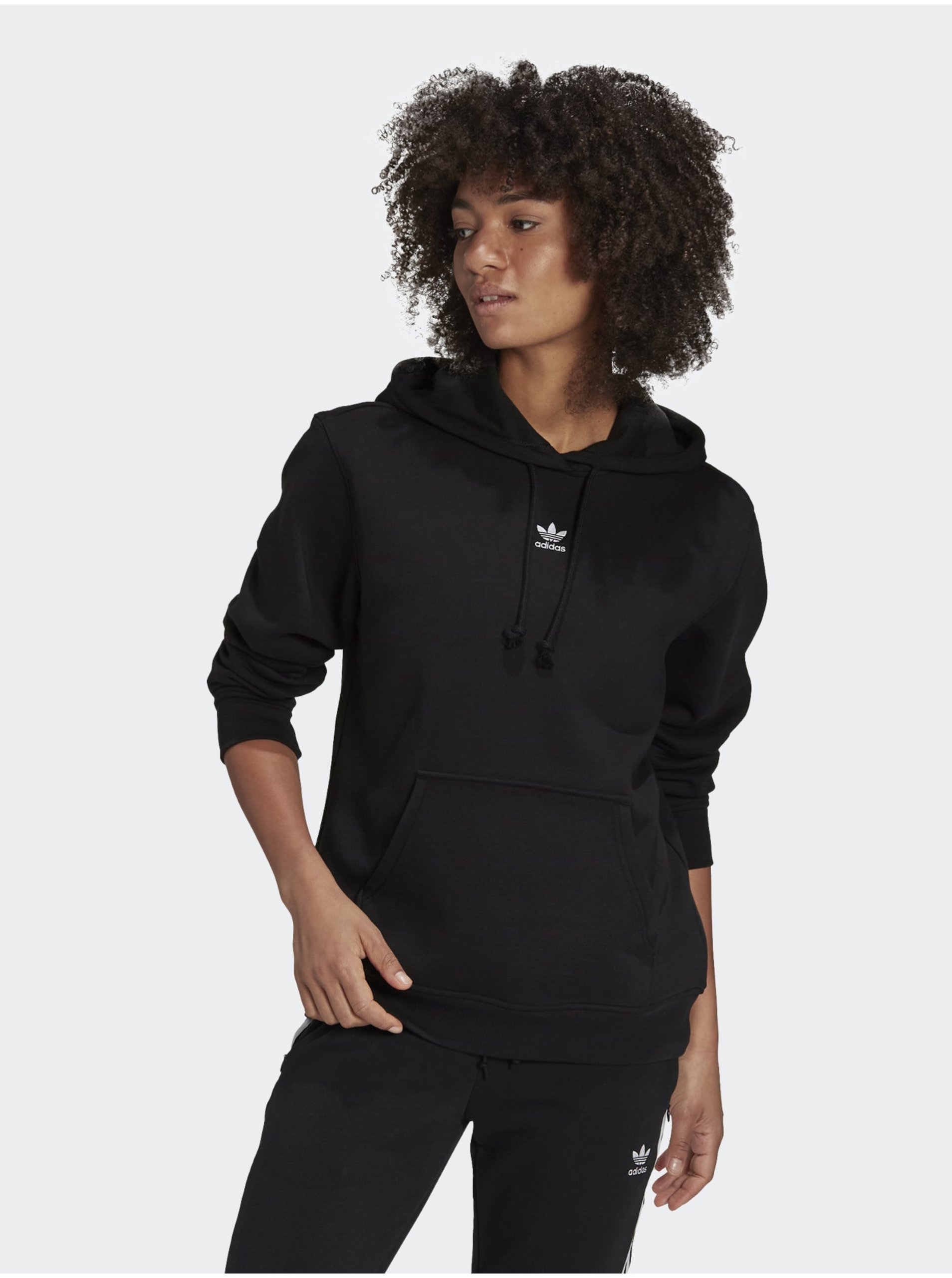 Lacno Čierna dámska mikina s kapucňou adidas Originals