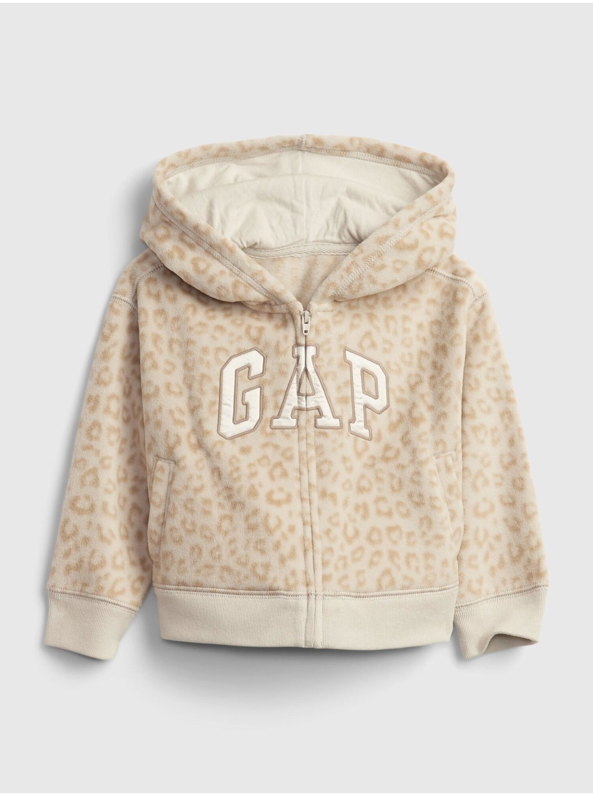 Levně Béžová holčičí mikina GAP Logo profleece active top