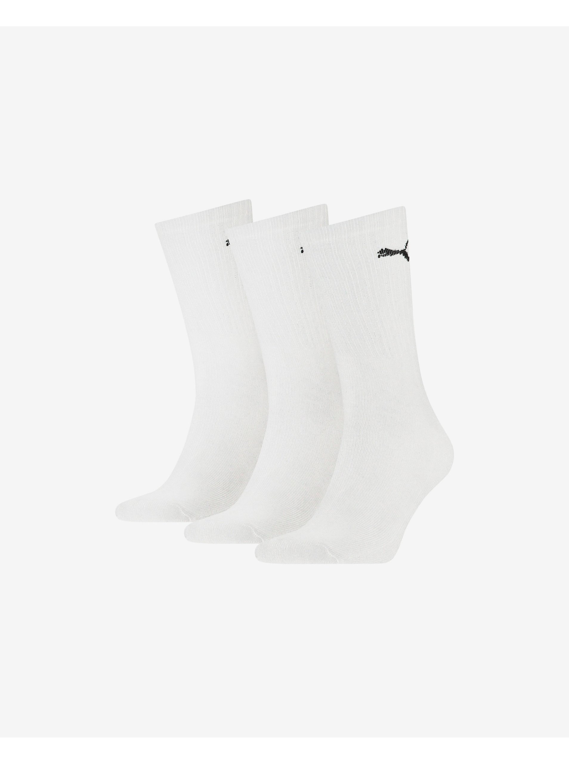Levně Sada tří párů sportovních ponožek v bílé barvě Puma