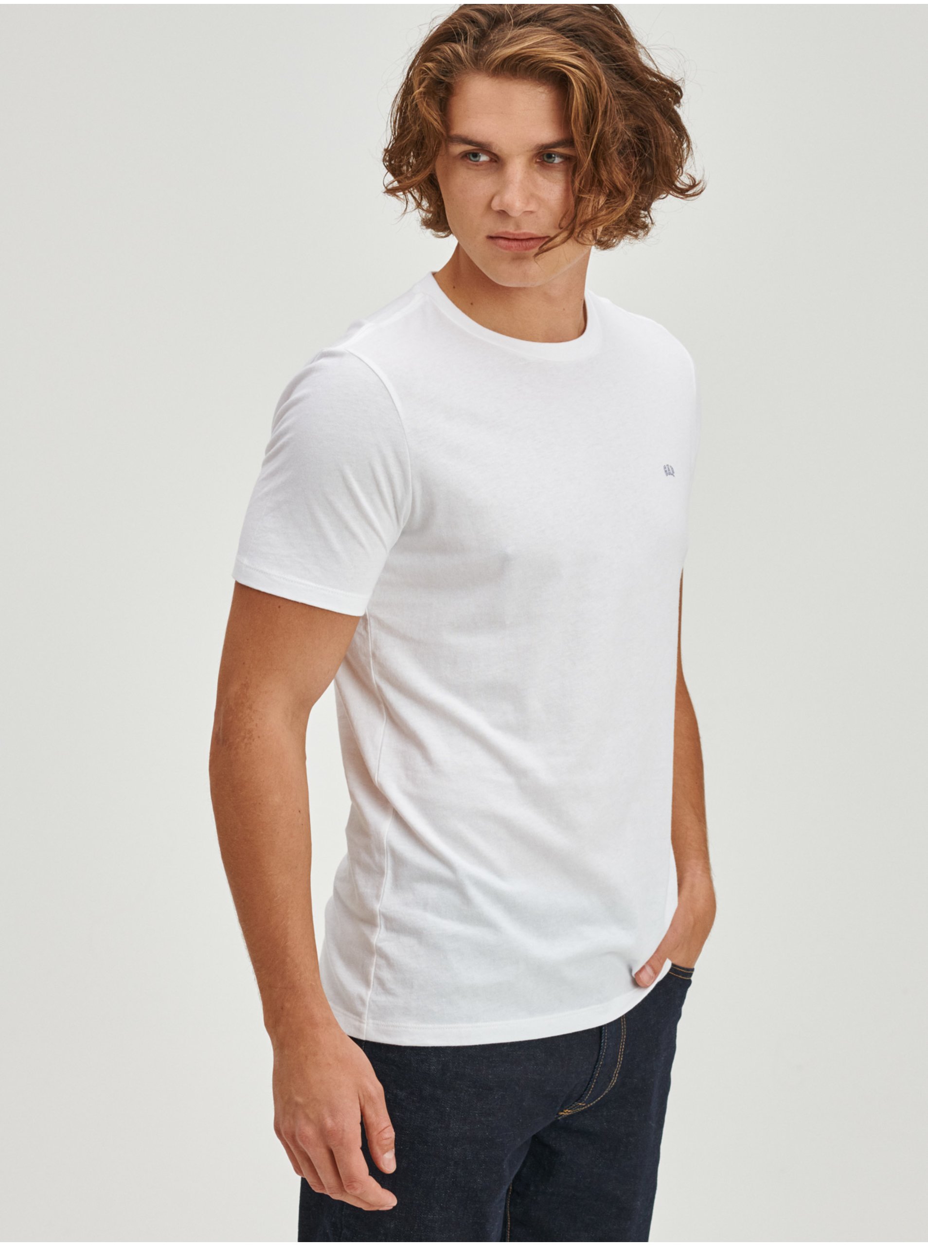 E-shop Bílá pánská trička s krátkým rukávem, 3ks GAP