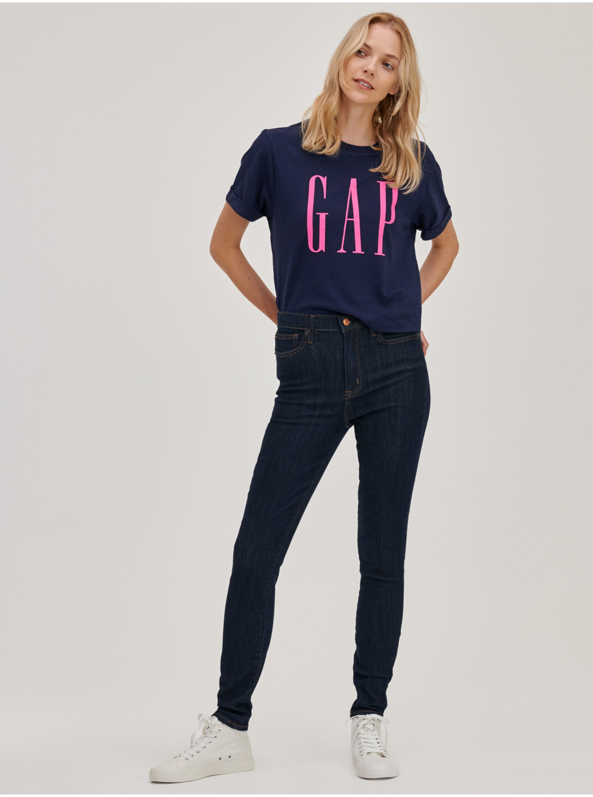 E-shop Modré dámské džíny skinny high rise GAP