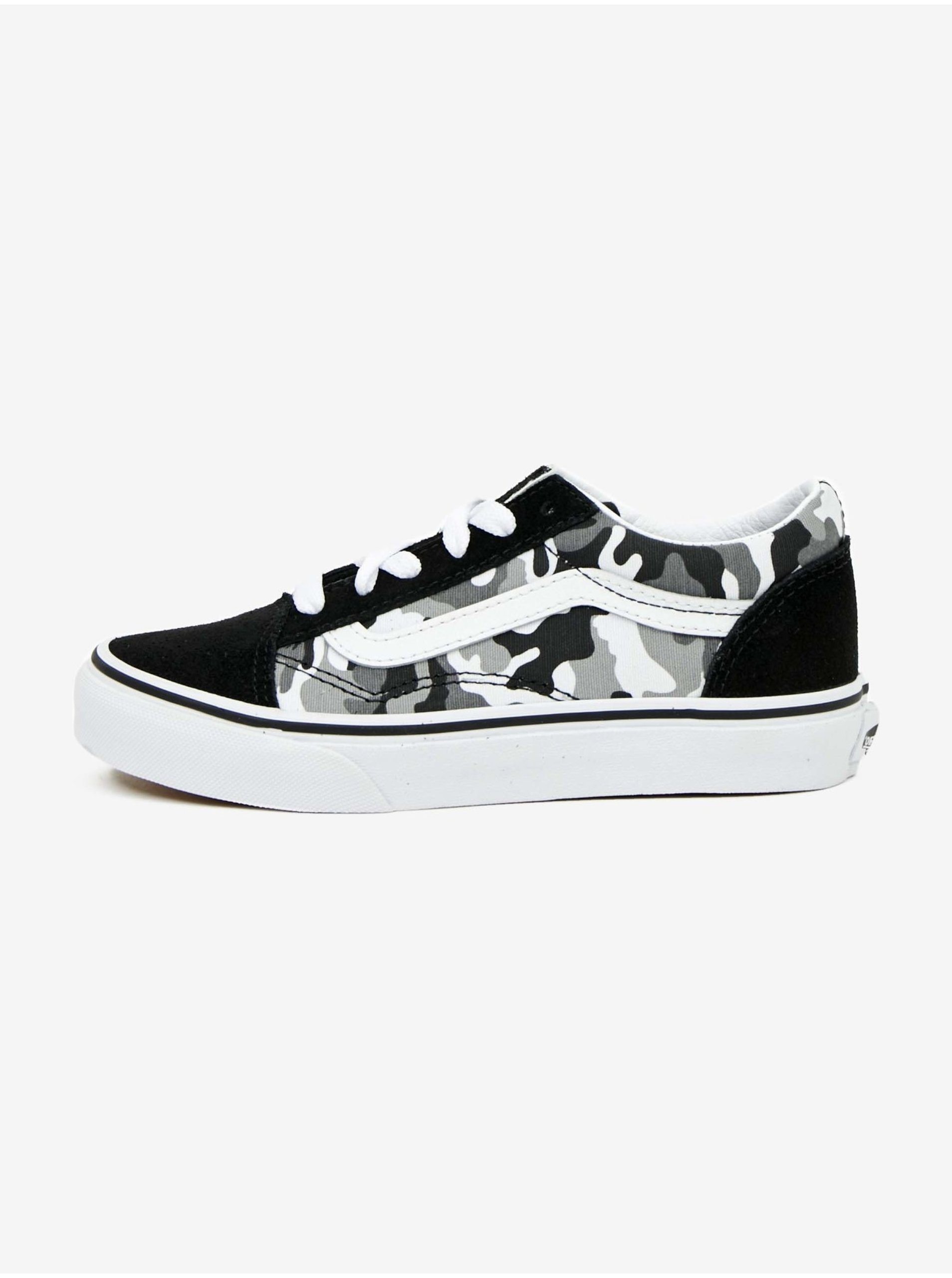 E-shop Šedo-černé klučičí vzorované tenisky s detaily v semišové úpravě VANS UY Old Skool