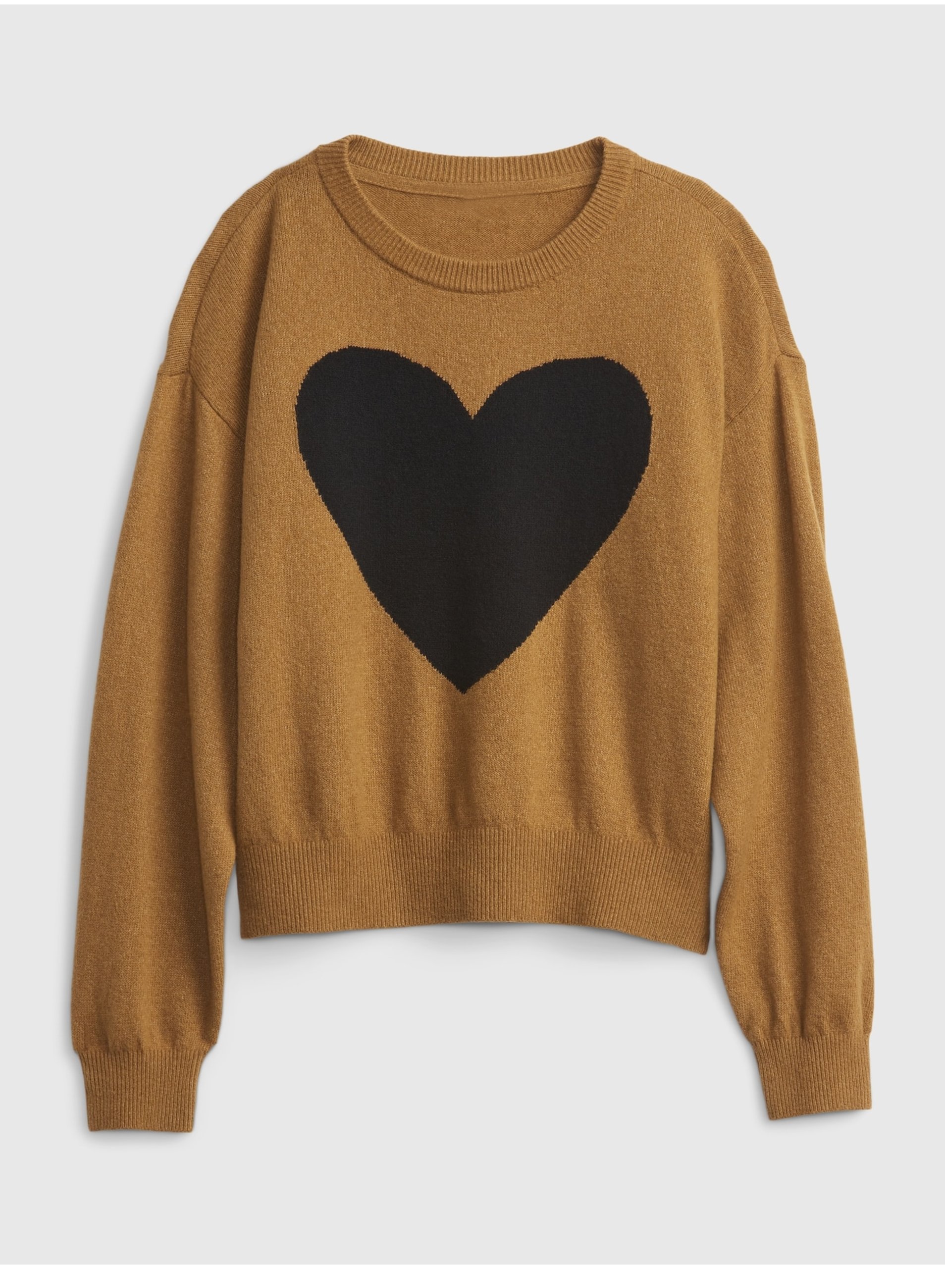 E-shop Hnědý holčičí svetr se srdcem GAP