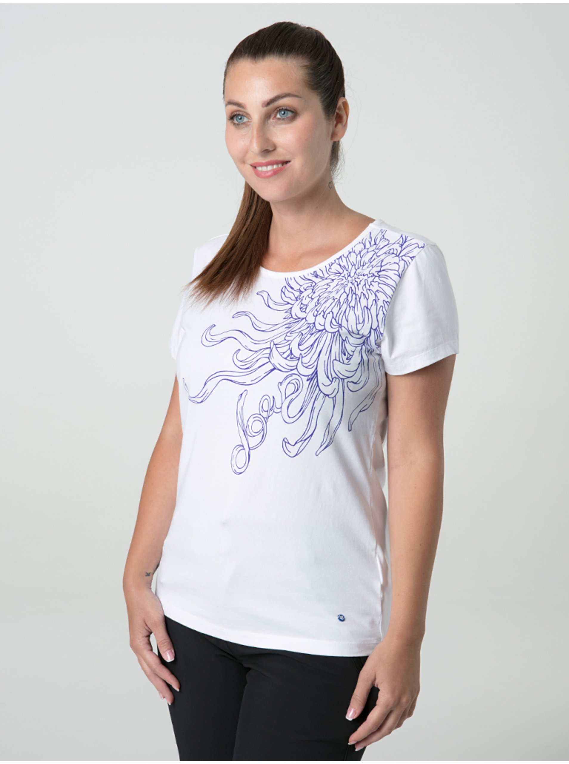 Levně Bílé dámské tričko s motivem LOAP Abblina