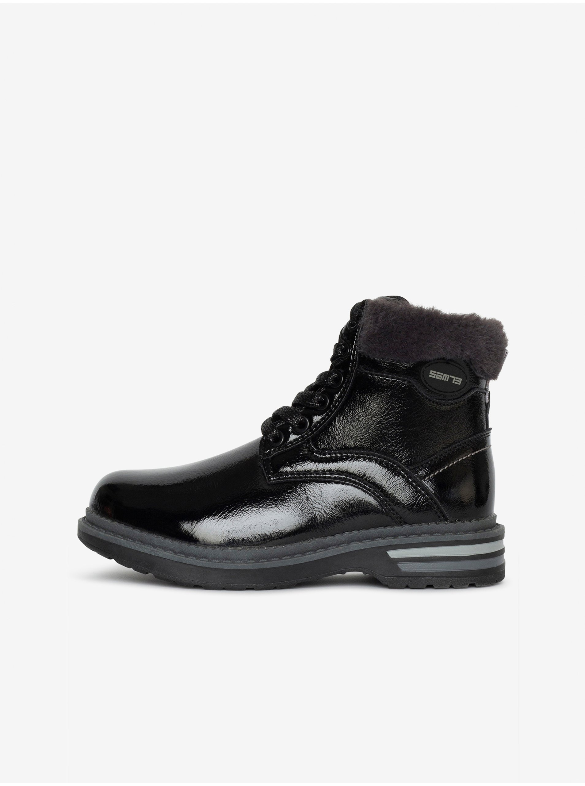Lacno Čierne chlapčenské členkové topánky s umelým kožúškom SAM 73 Naomi